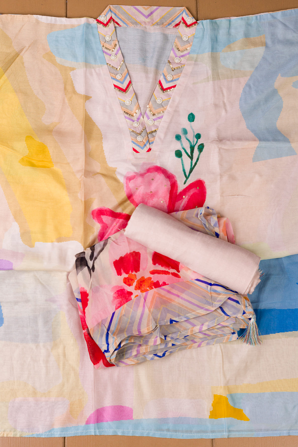 Multicolor Unstitched Salwar Kameez