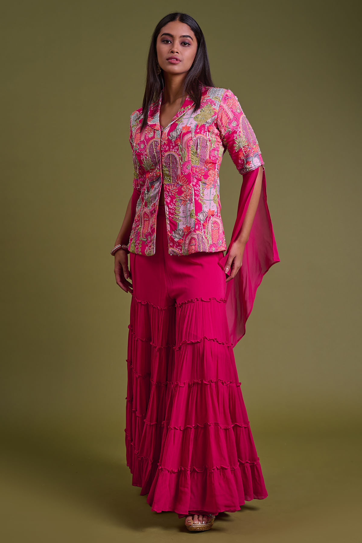 Multicolor Crop Top Suit