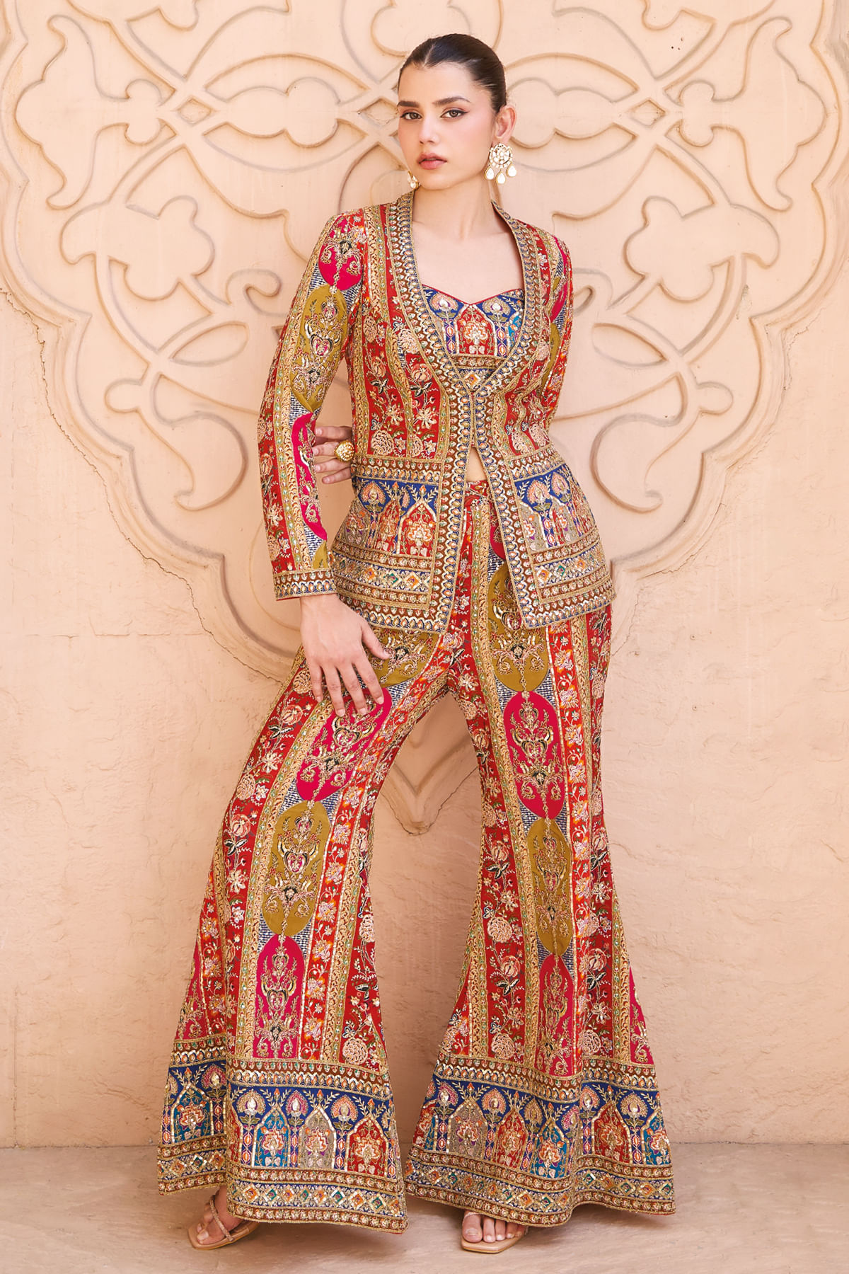 Multicolor Crop Top Style Salwar Kameez