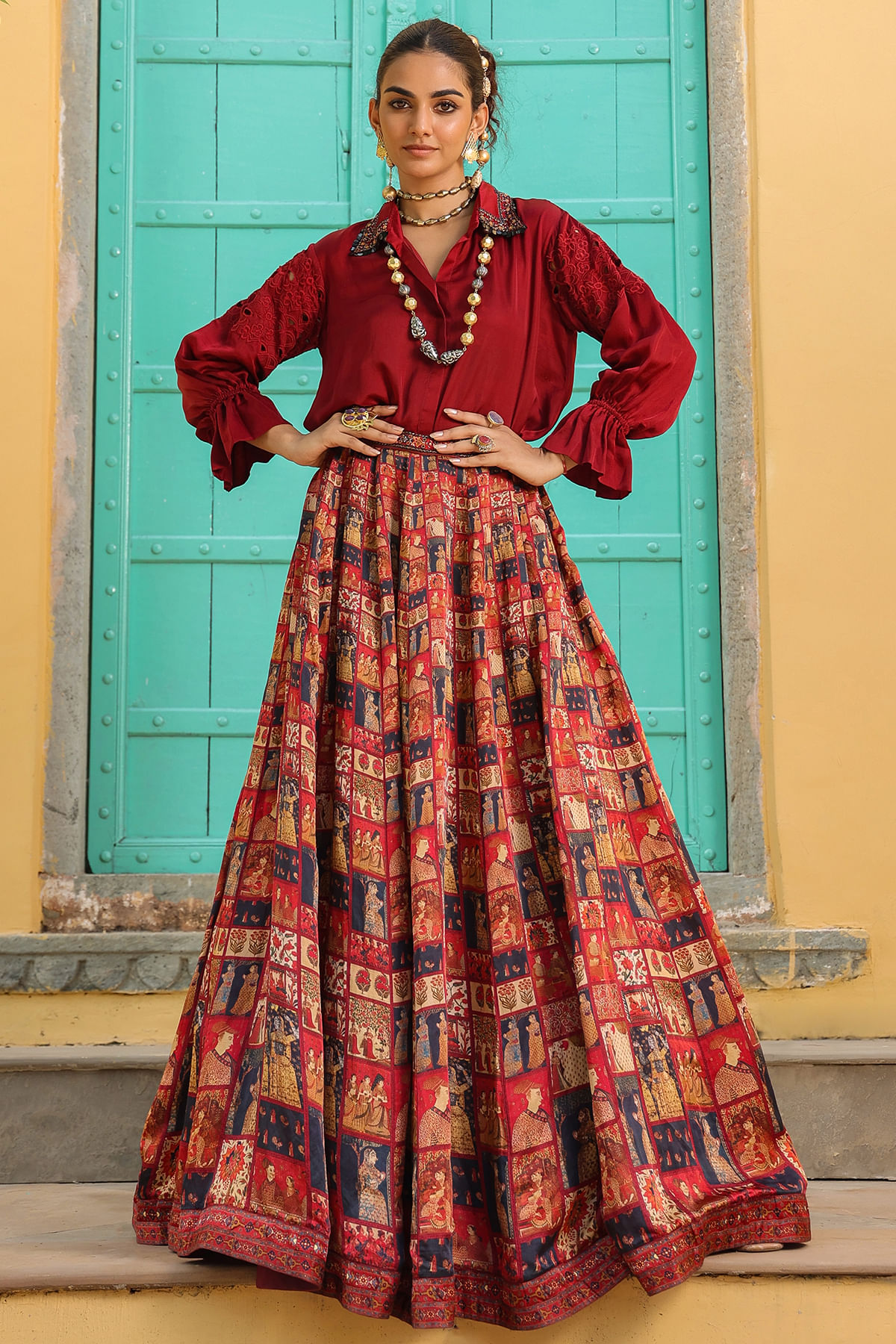 Multicolor Printed Lehenga