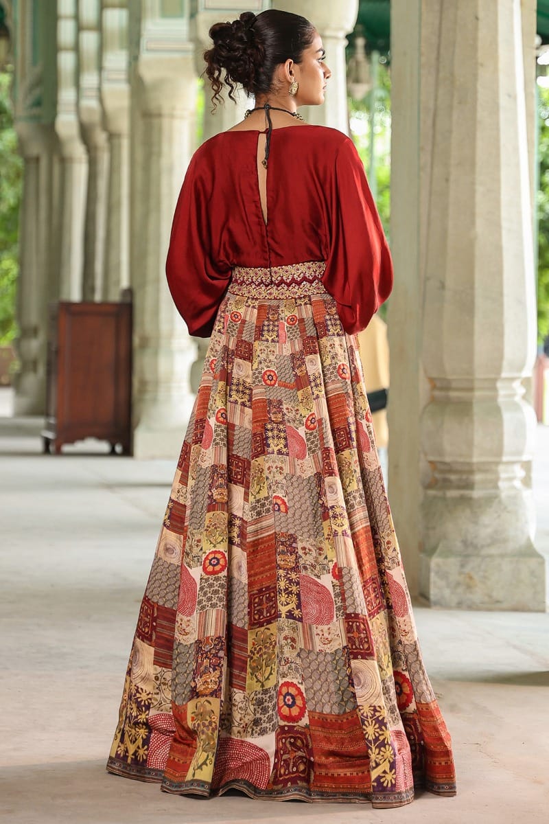 Traditional Lehenga Long Skirt Umbrella Cut Multicolor Umbrella