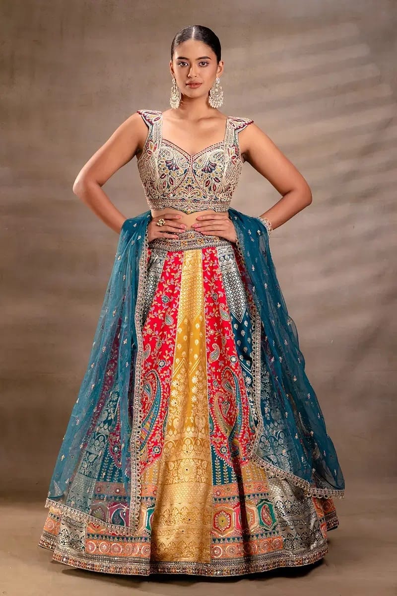 Multicolor Mehendi Lehenga