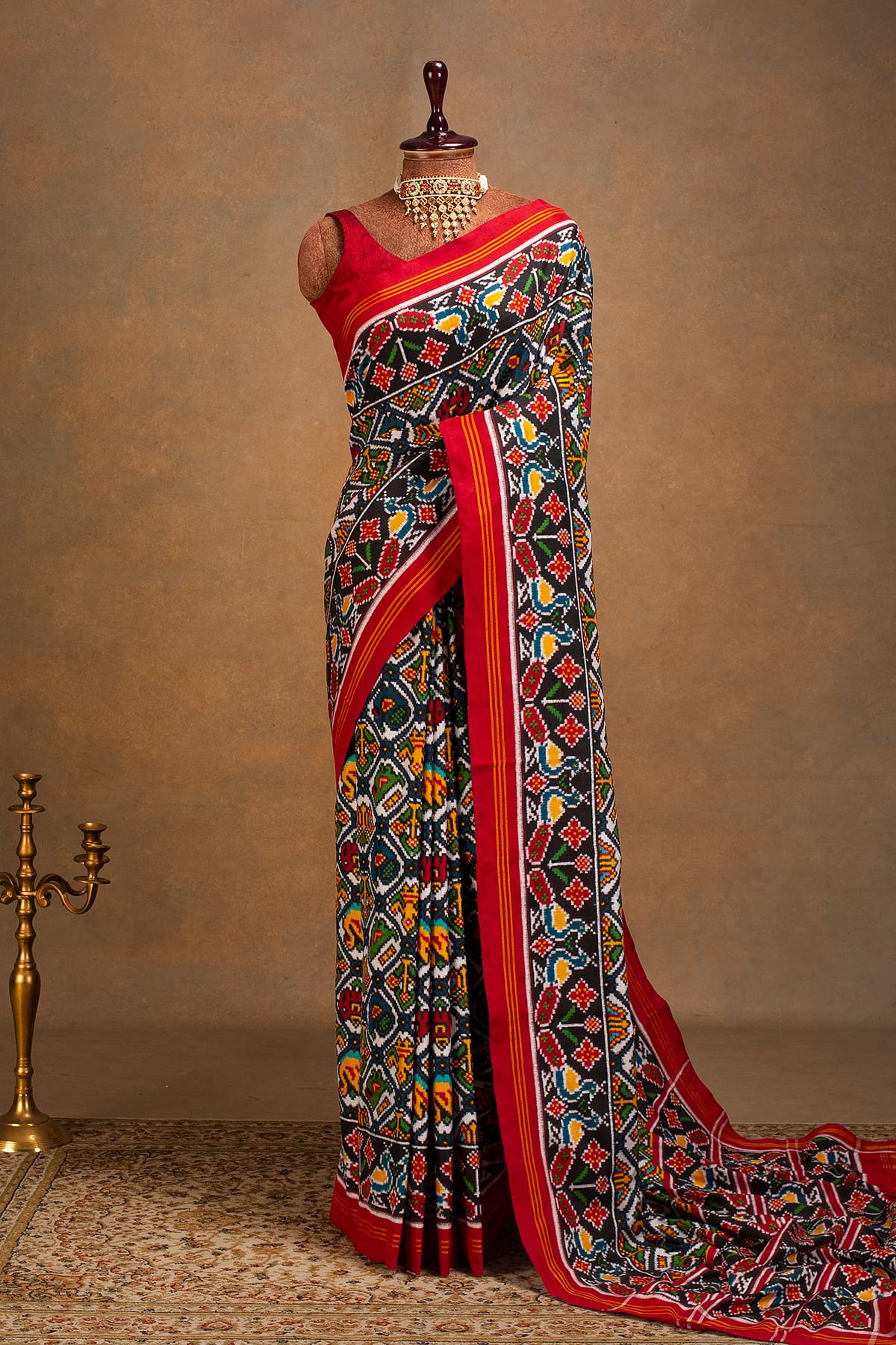 Buy Multicolor Woven Double Ikkat Patan Patola Silk Saree Online Samyakk
