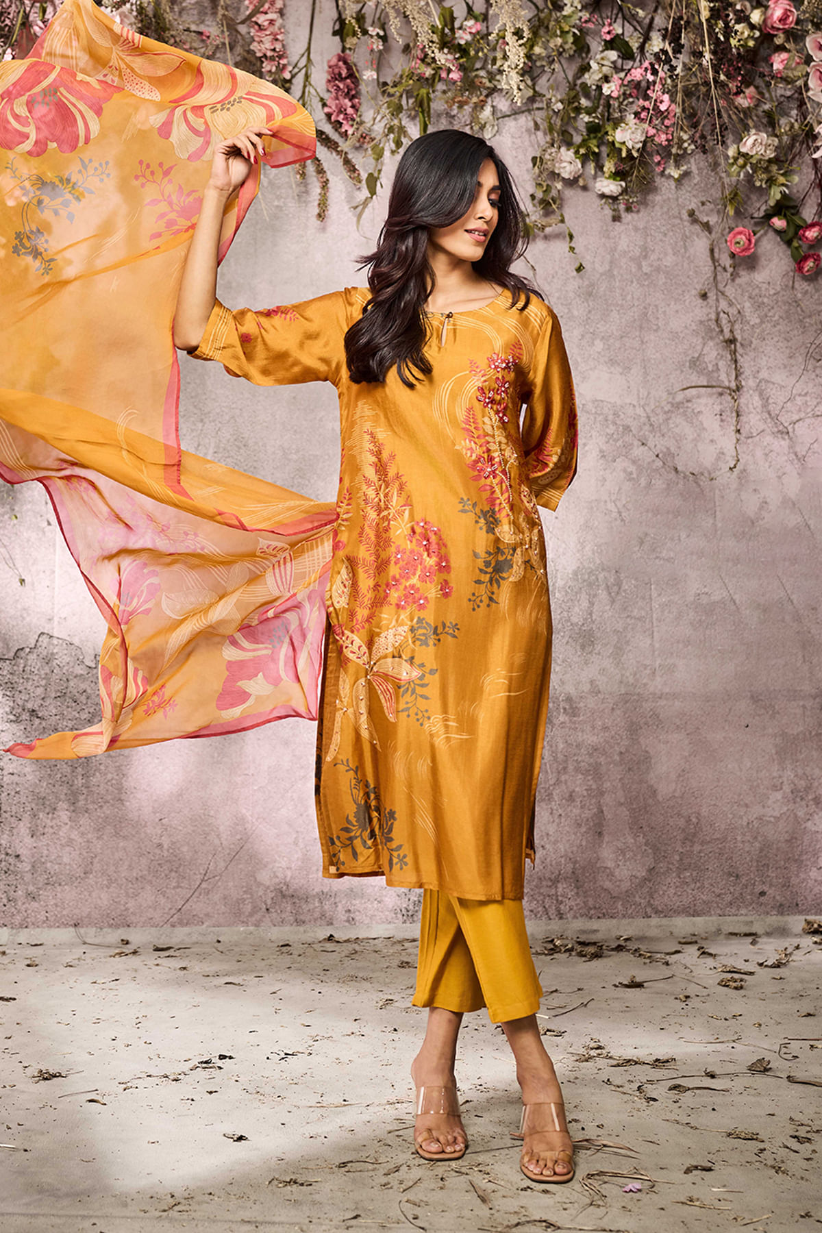 Yellow Kurti with Straight Cut Pant