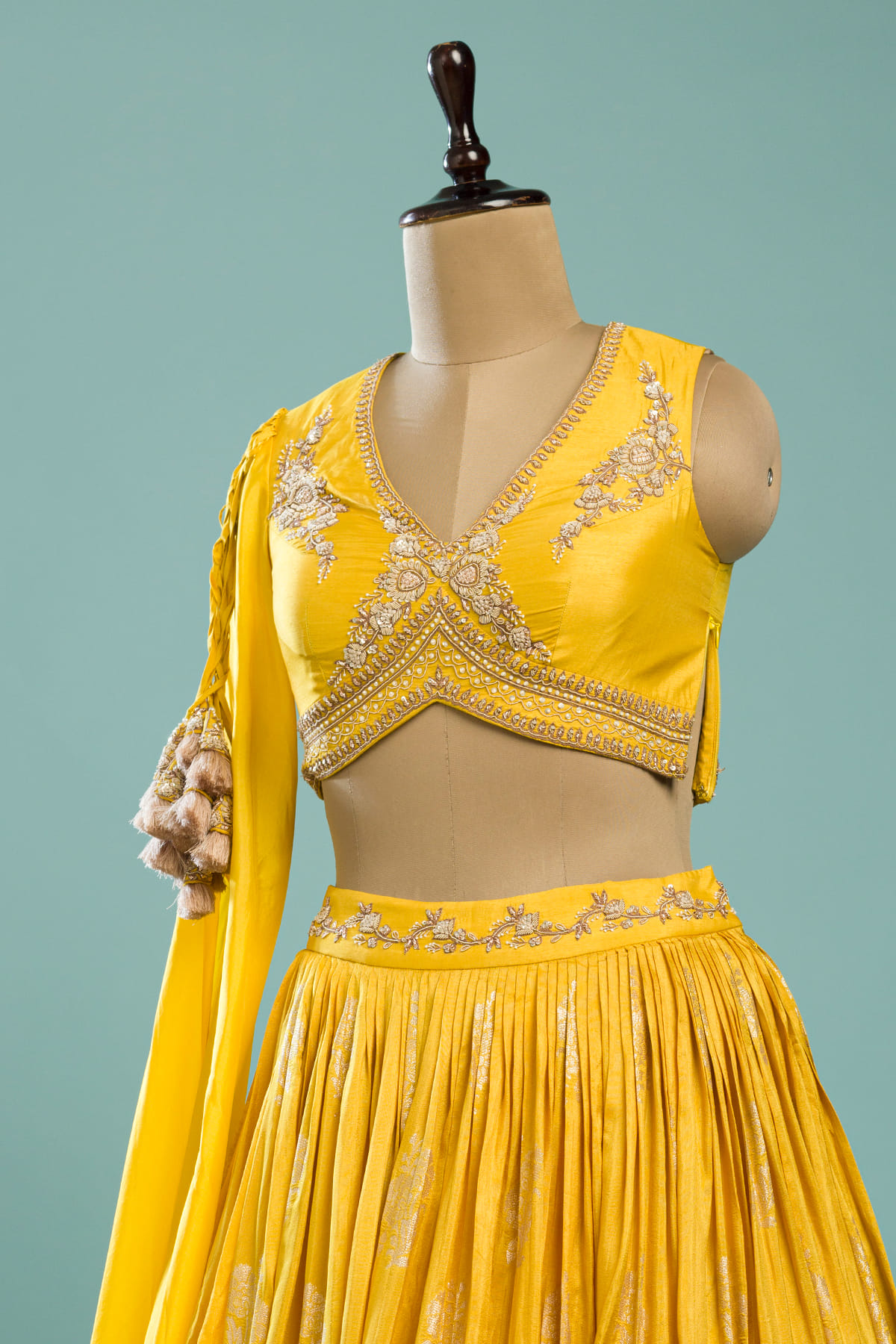 yellow v neck blouse
