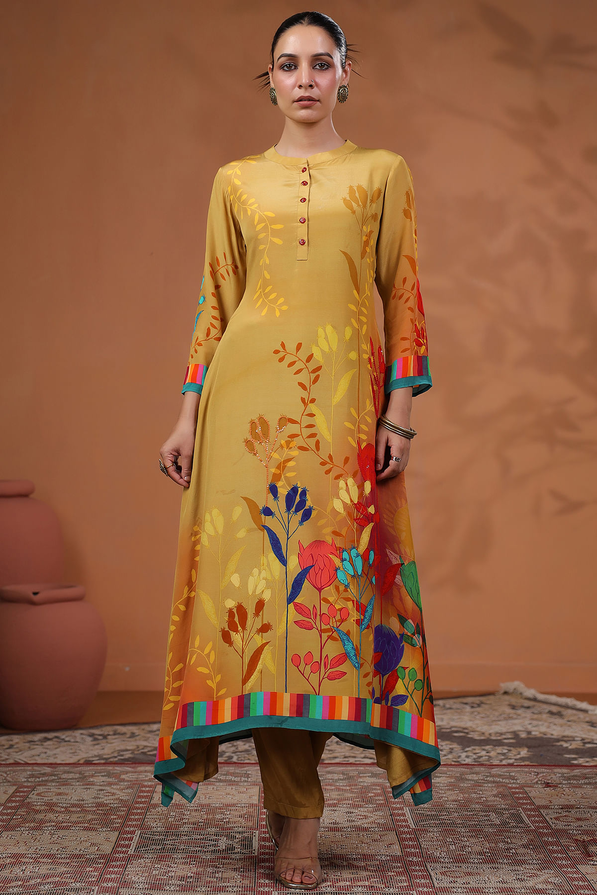 Mustard Yellow Kurti with Straight Cut Pant