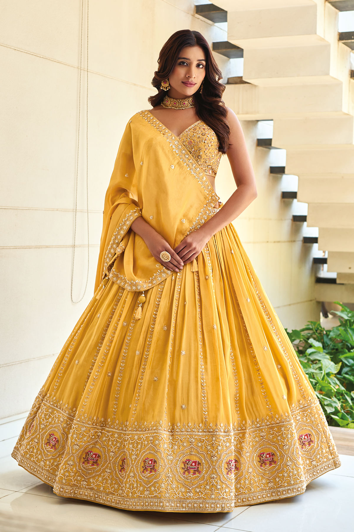 Mustard Yellow Designer Lehenga