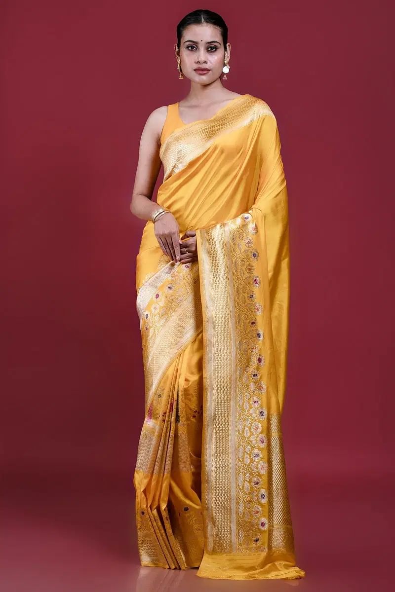 Yellow Banarasi Silk Saree 