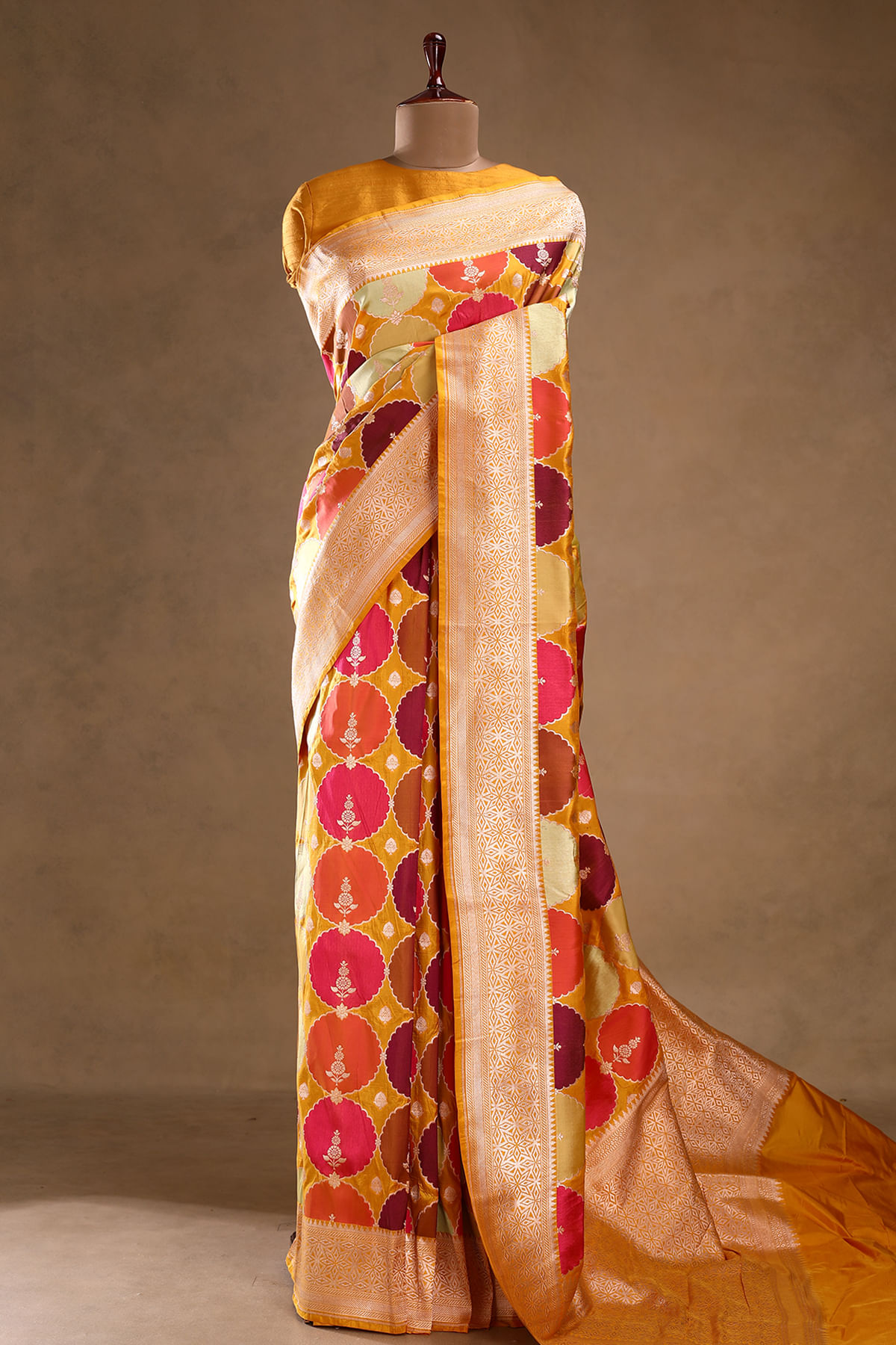 Mustard Yellow Banarasi Silk Saree
