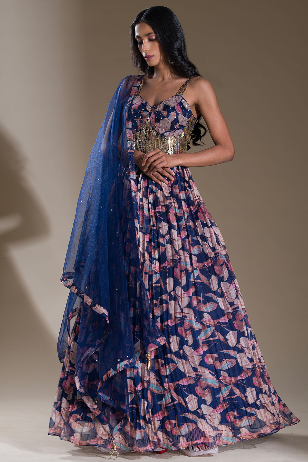 Navy Blue Color Party Wear Lehenga