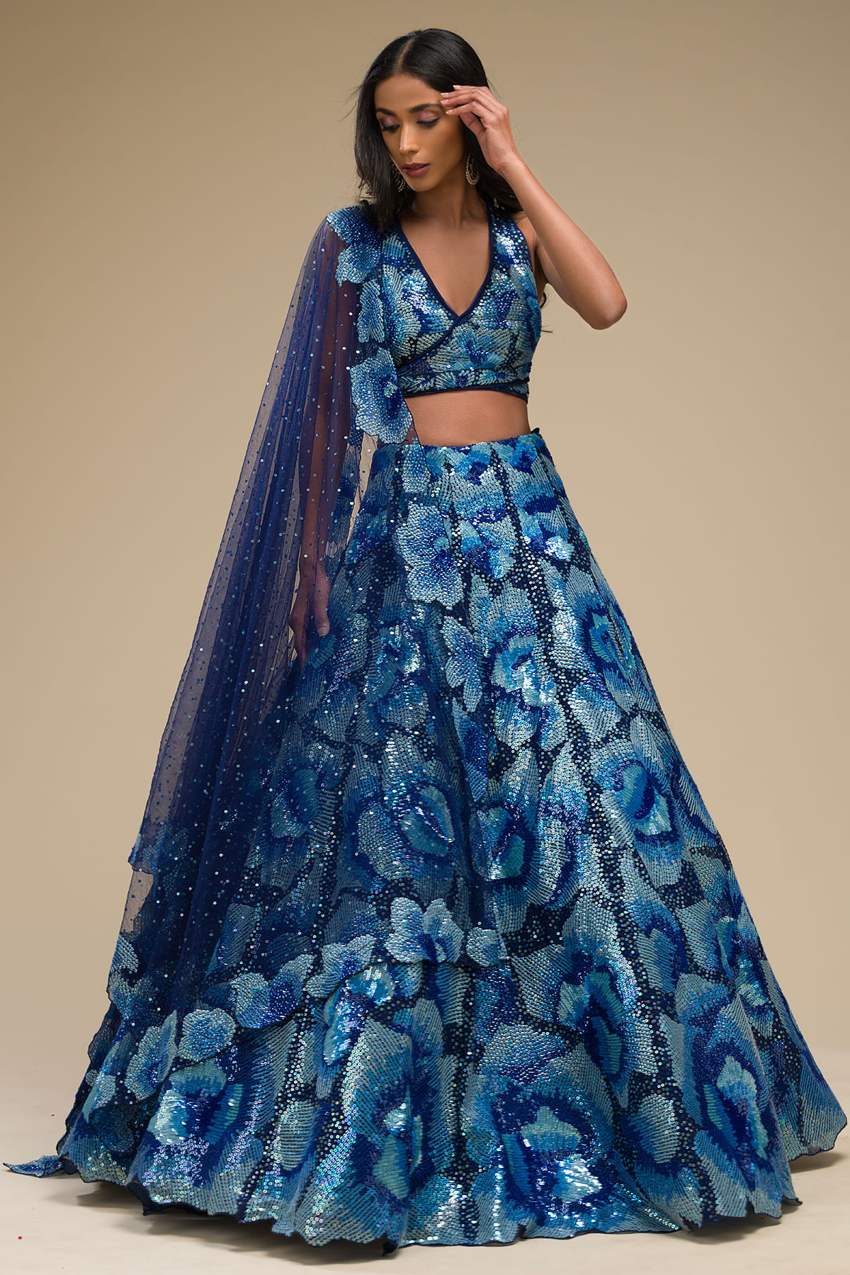 Navy Blue Reception Lehenga