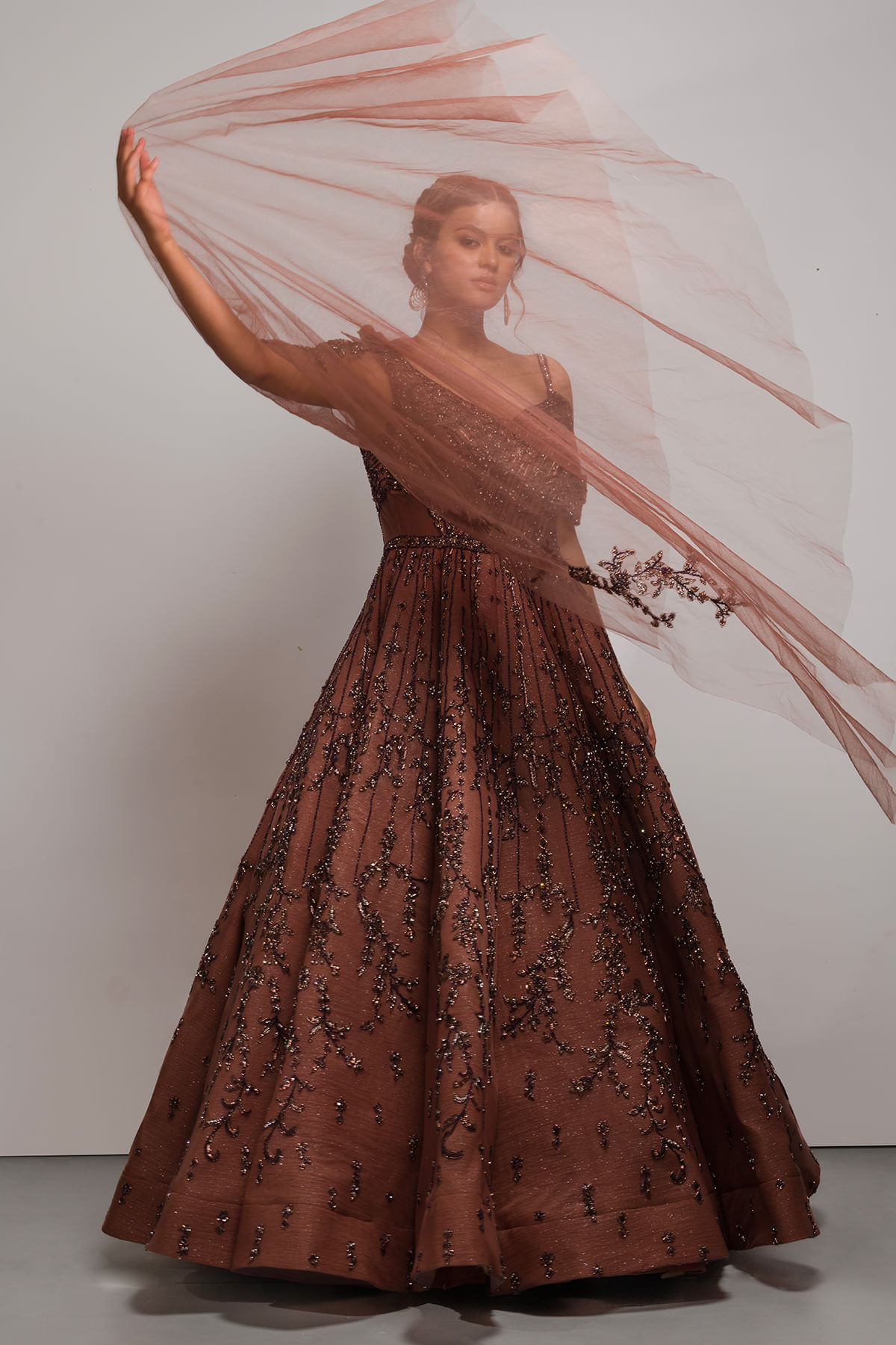 Brown Indowestern Gown