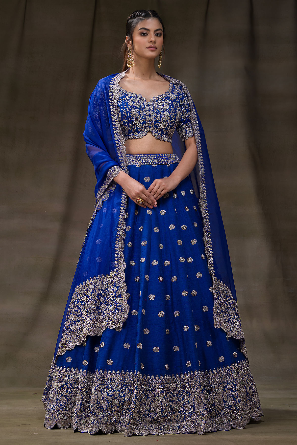 Women's Navratri Collection Dolla Silk Lehenga Choli Patola Print with Foil  Work With Unstitched Blouse (Navy Blue) : Amazon.in: Fashion