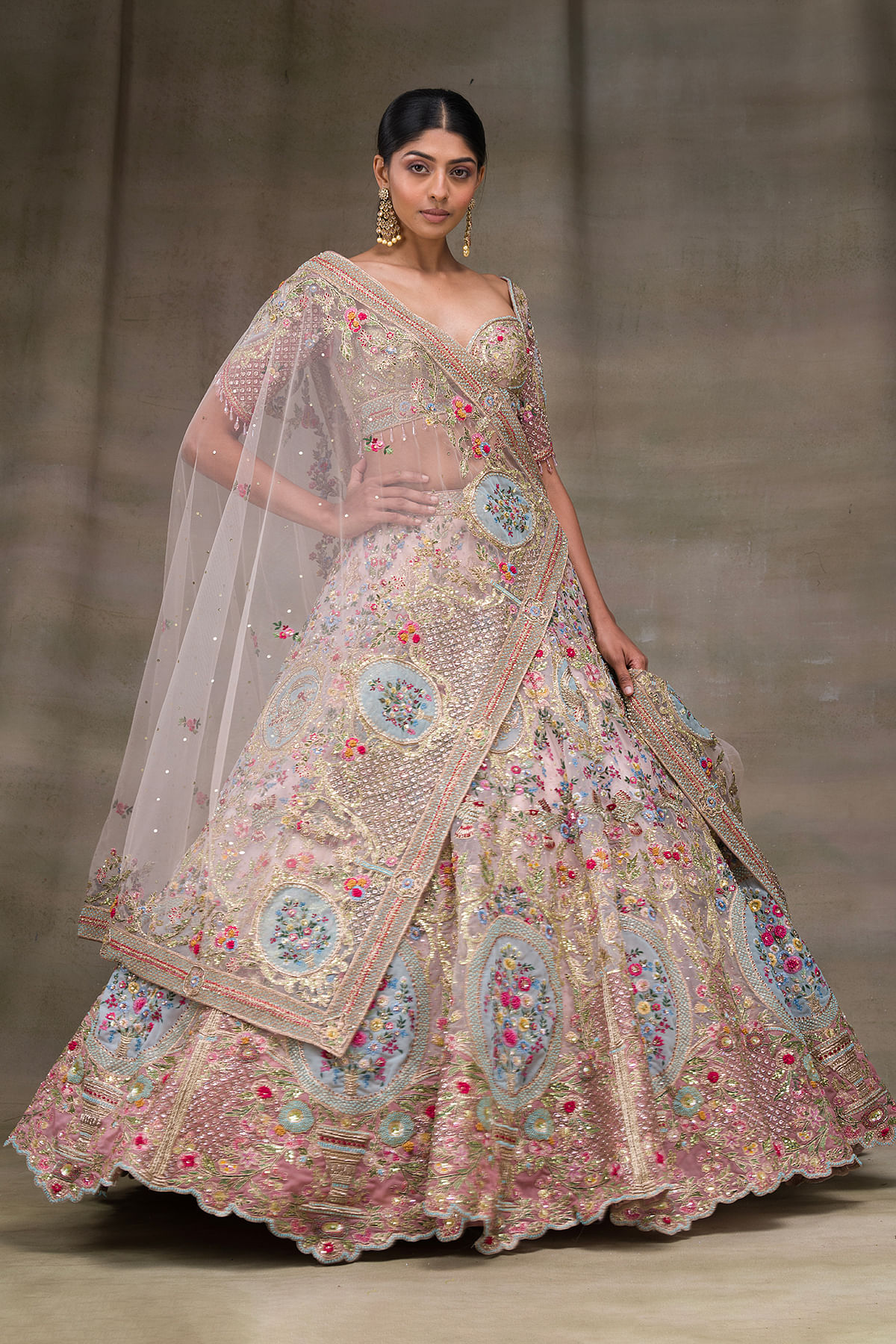 Baby Pink Bridal Lehenga In Raw Silk Embroidered – paanericlothing