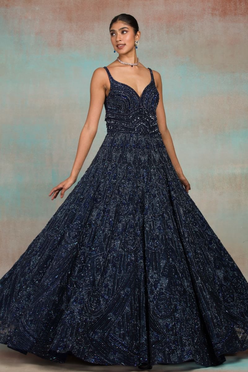 Blue Cocktail Net Gown