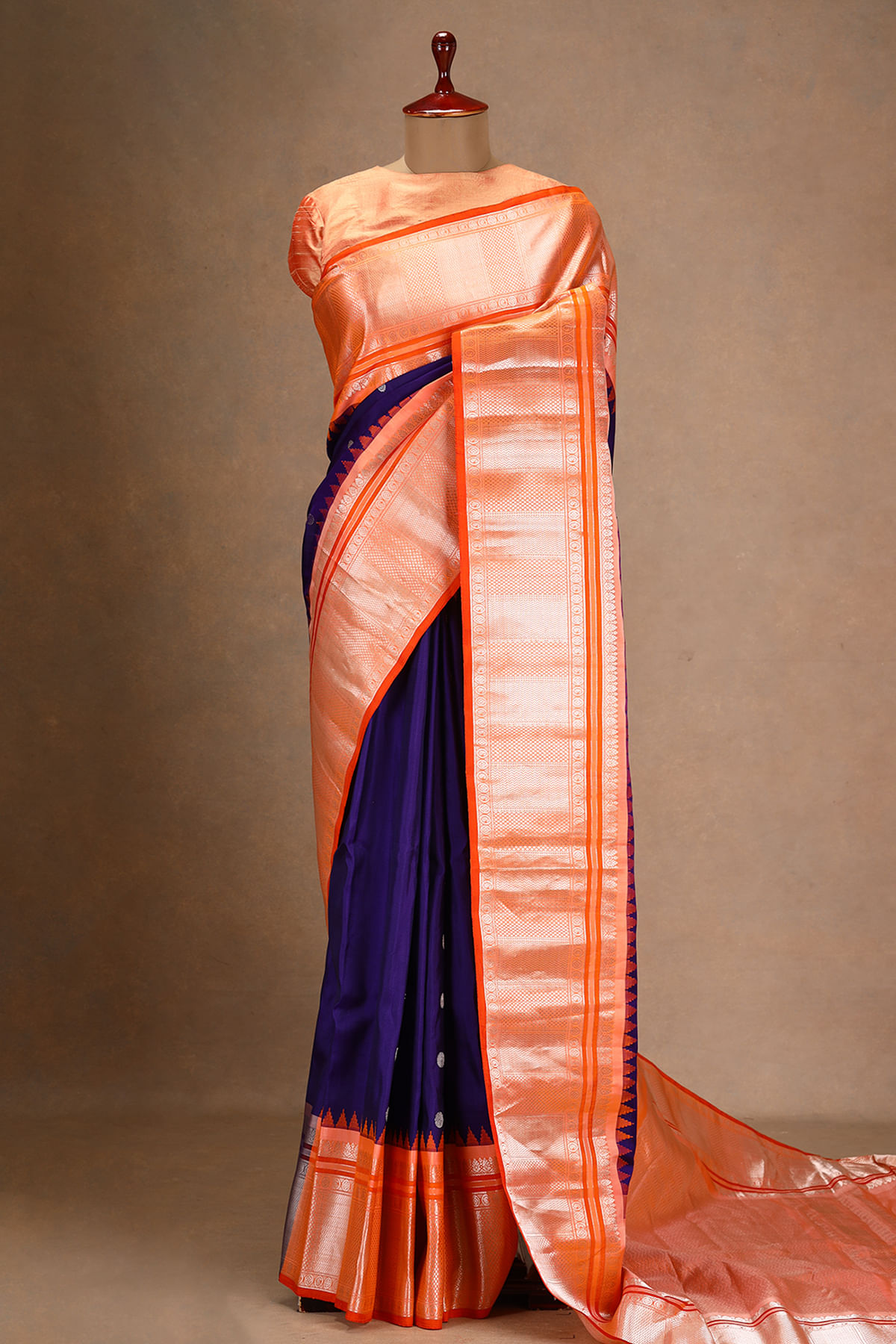 Blue Gadwal Silk Saree