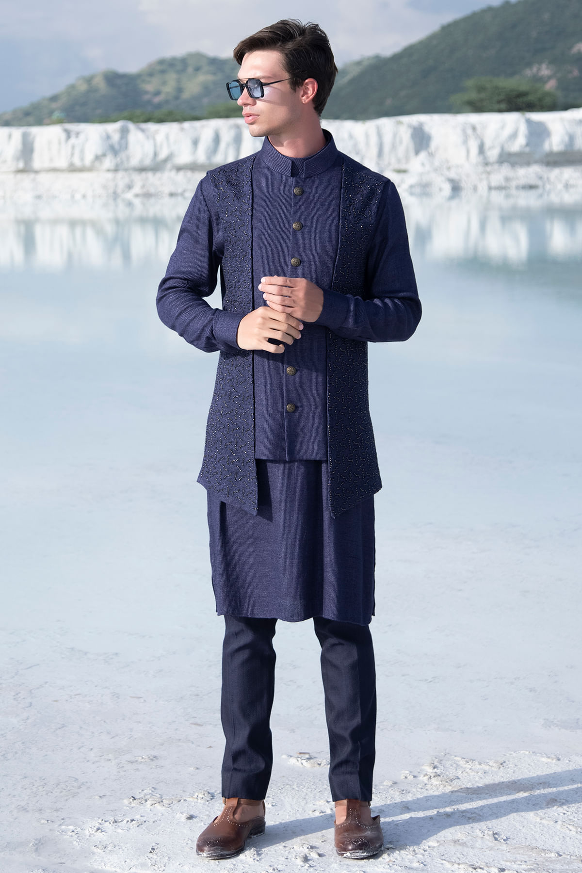 Blue Waistcoat Kurtas