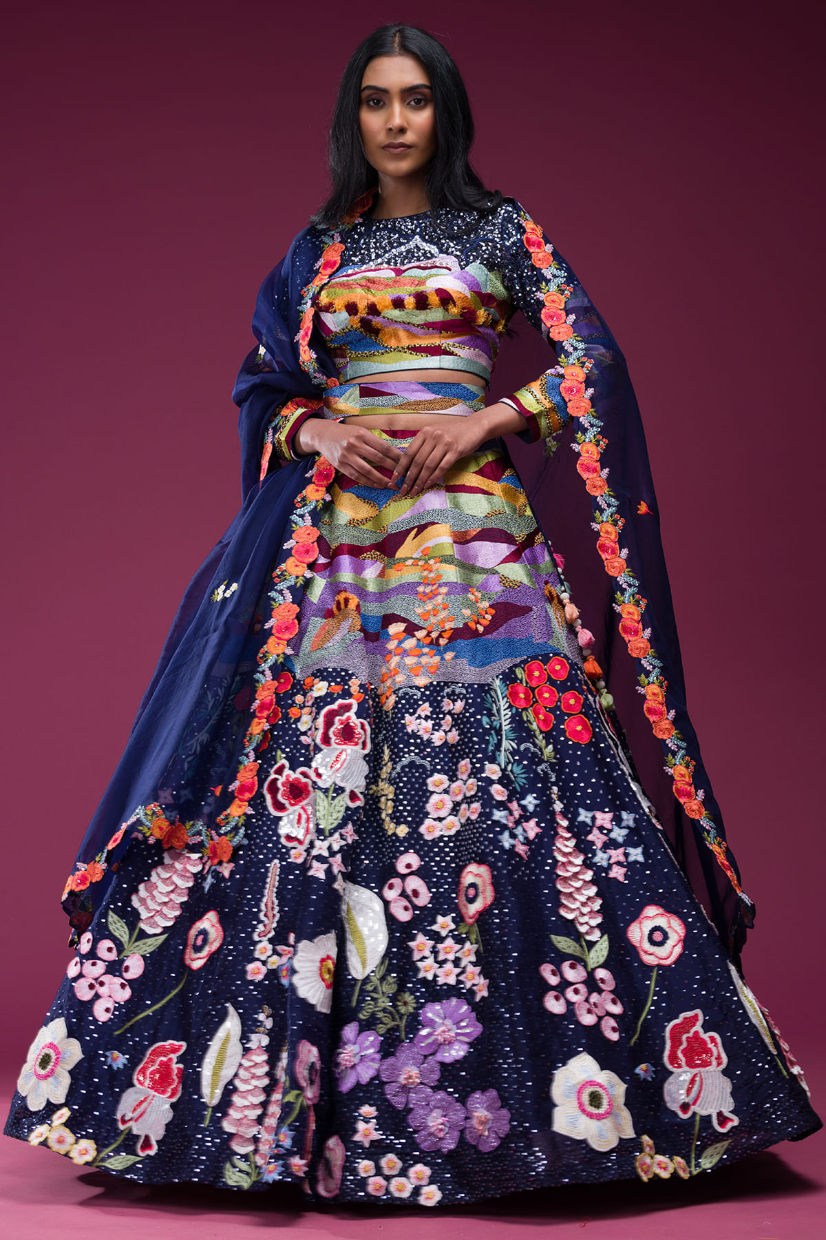 Blue Reception Lehenga