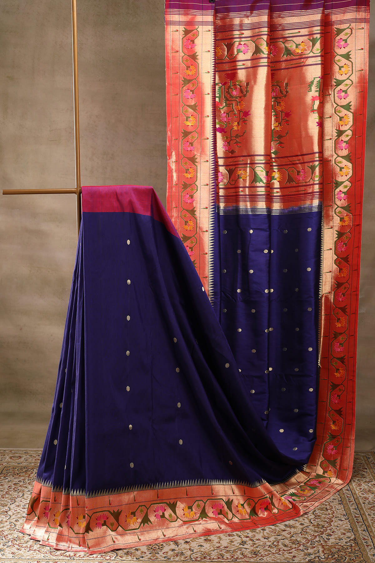 Navy Blue Paithani Silk Saree