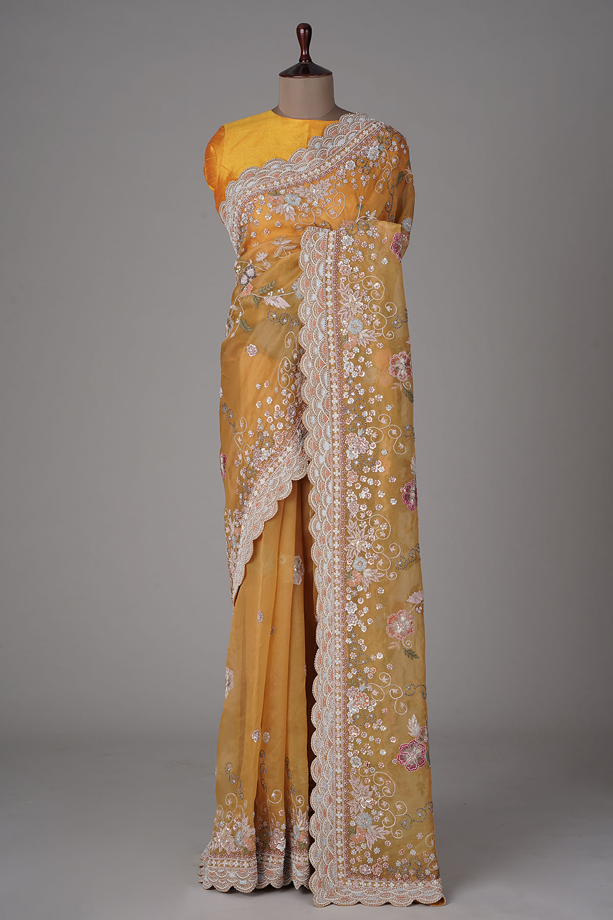 Embroidered Party Wear Organza Saree