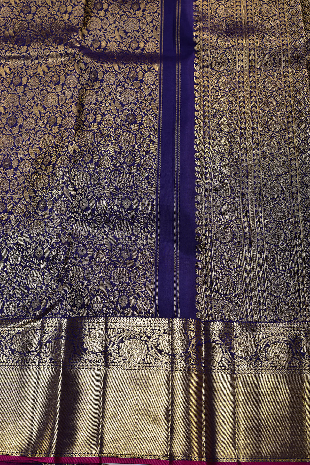 Pure kanjivaram silk saree peacock blue with allover line checked patt –  Cherrypick