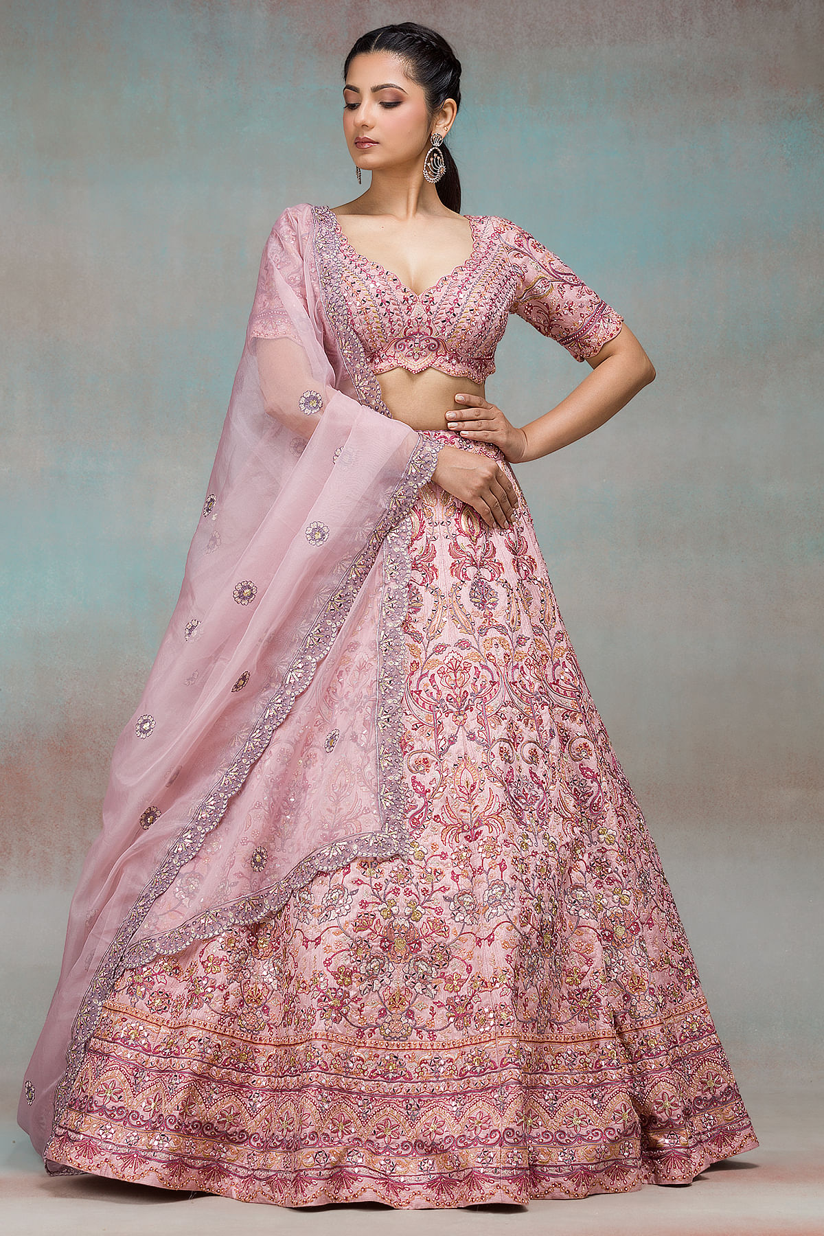 Deep Violet & Pink Zari Embroidered Silk Bridal Lehenga | Samyakk | Bridal lehenga  online, Bridal lehenga, Lehenga