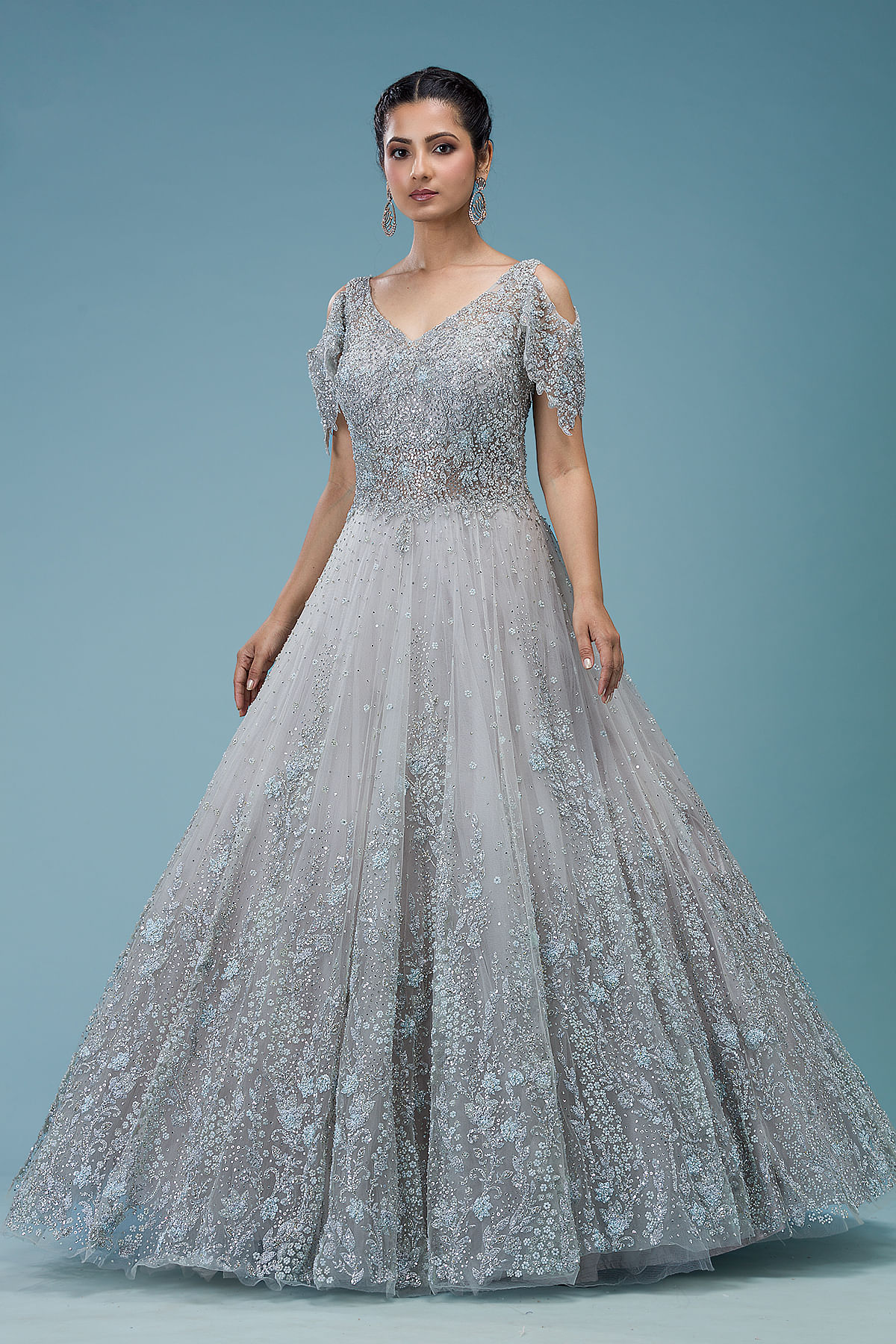 Black Reception Anarkali Wedding Gown In Georgette SFZ132065 –  ShreeFashionWear