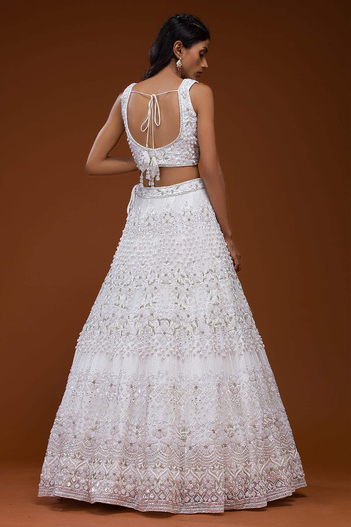 Buy White Chanderi Round Embroidered Crop Top For Women by Chandrima Online  at Aza Fashions. | Embroidered crop tops, Fashion, Tiered maxi dress