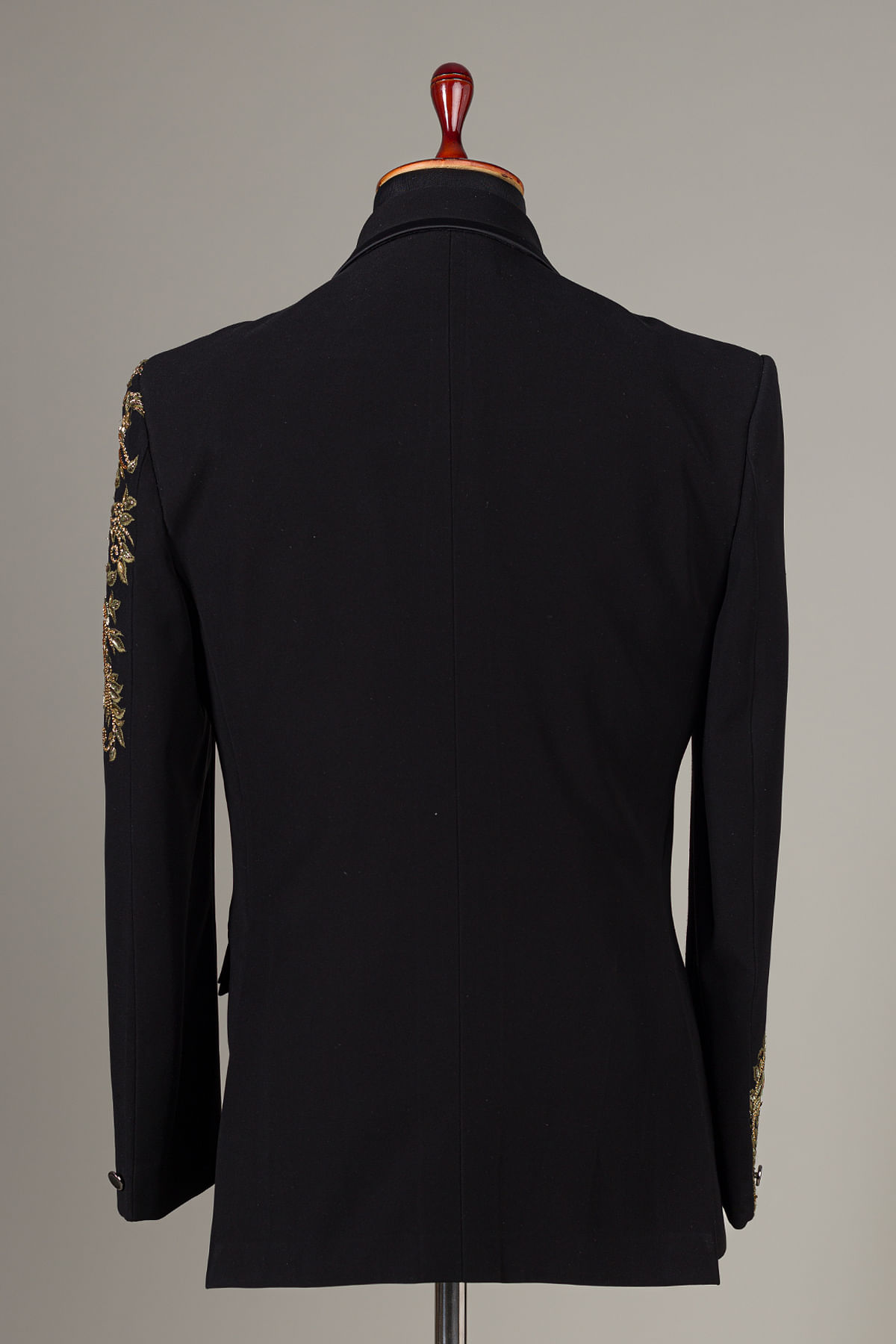 Buy Black Zardosi Embroidered Terry Rayon Tuxedo Suit Online