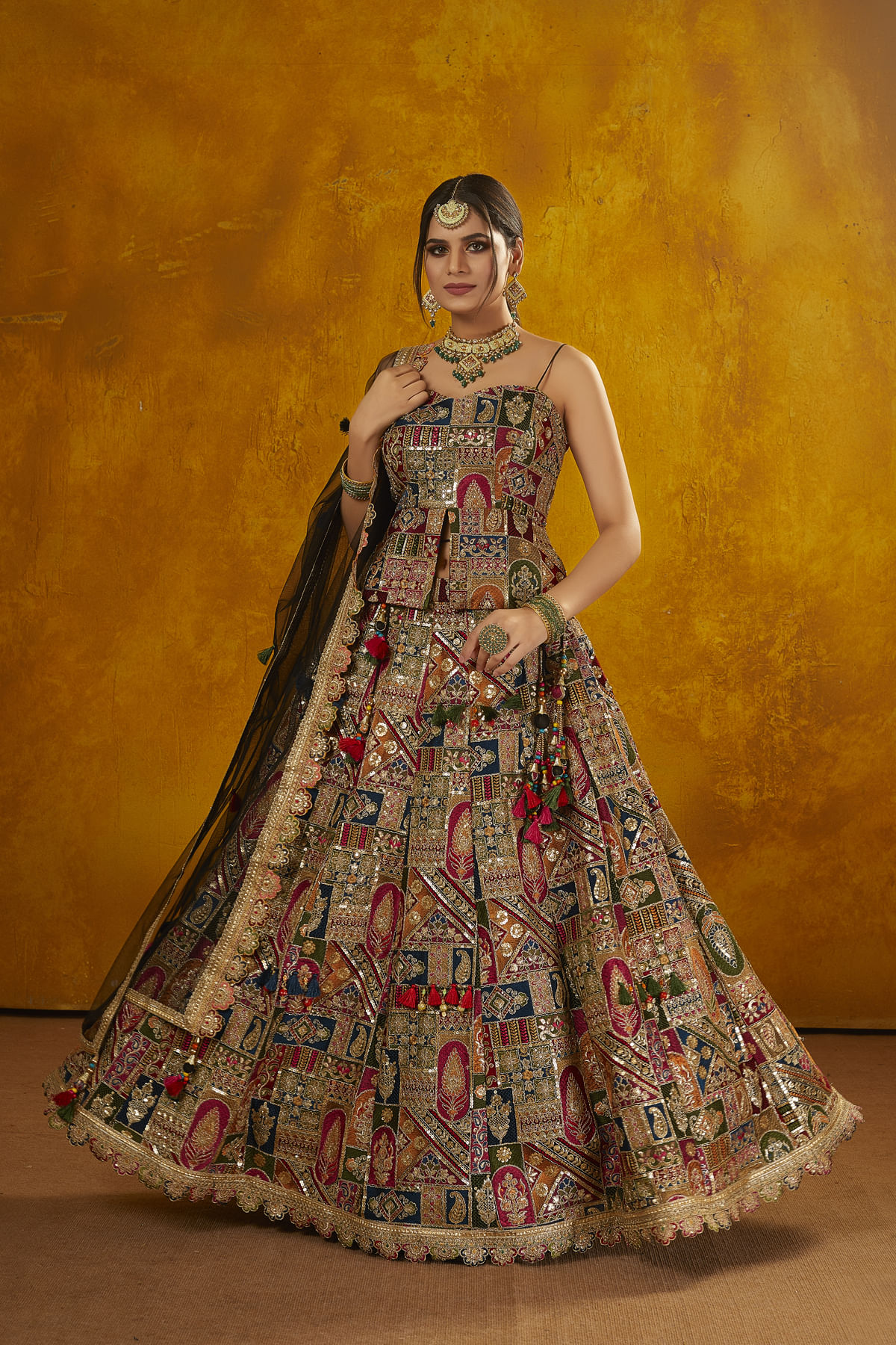Multicolor Mehendi Lehenga
