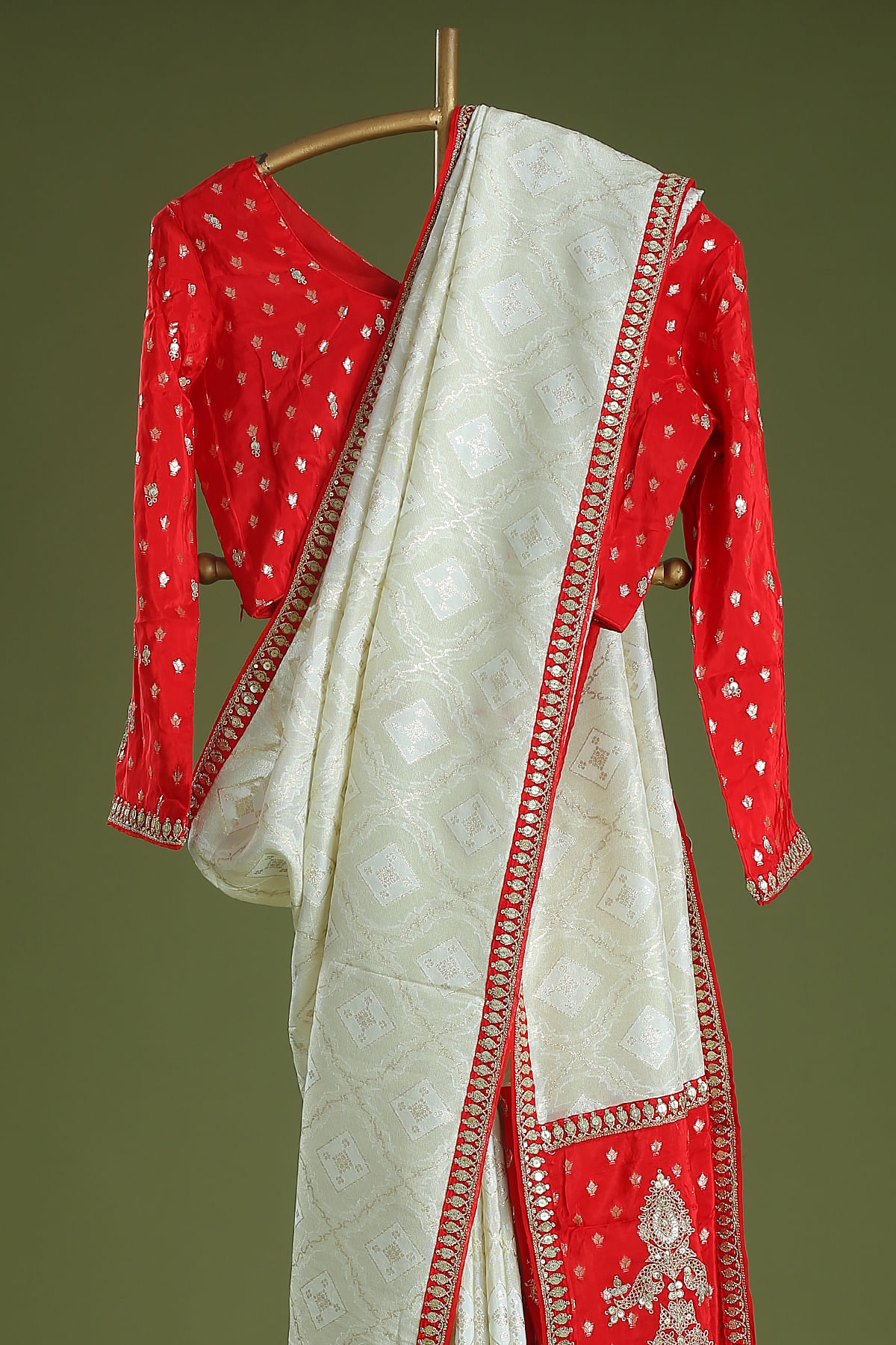 White Gota Patti A-Line Salwar Suit - Rana's by Kshitija