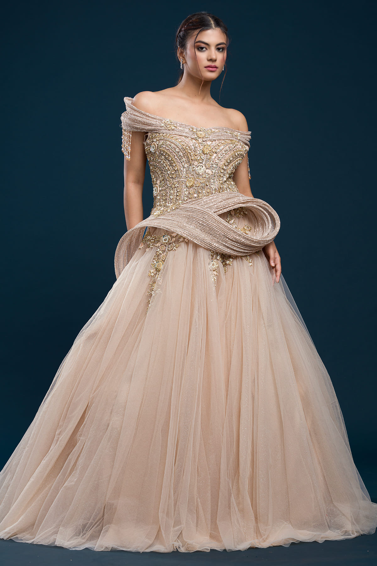 Peach Indowestern Gown