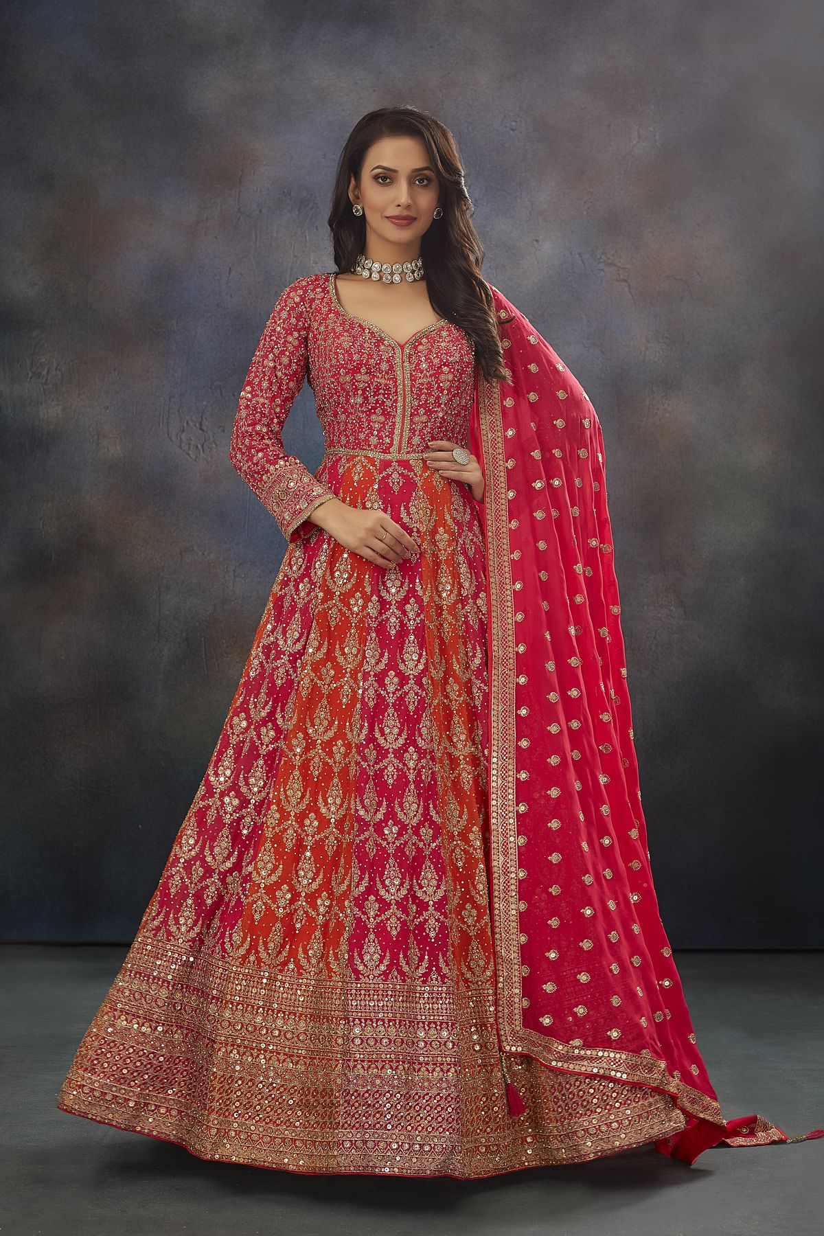 Orange Anarkali Salwars