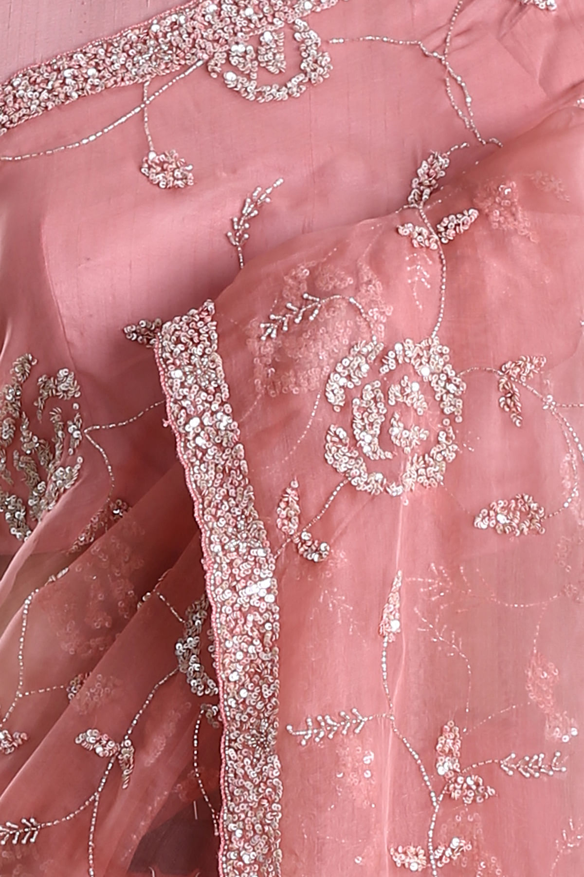 Buy Lilac Sequins Embroidered Shimmer Organza Saree Online | Samyakk