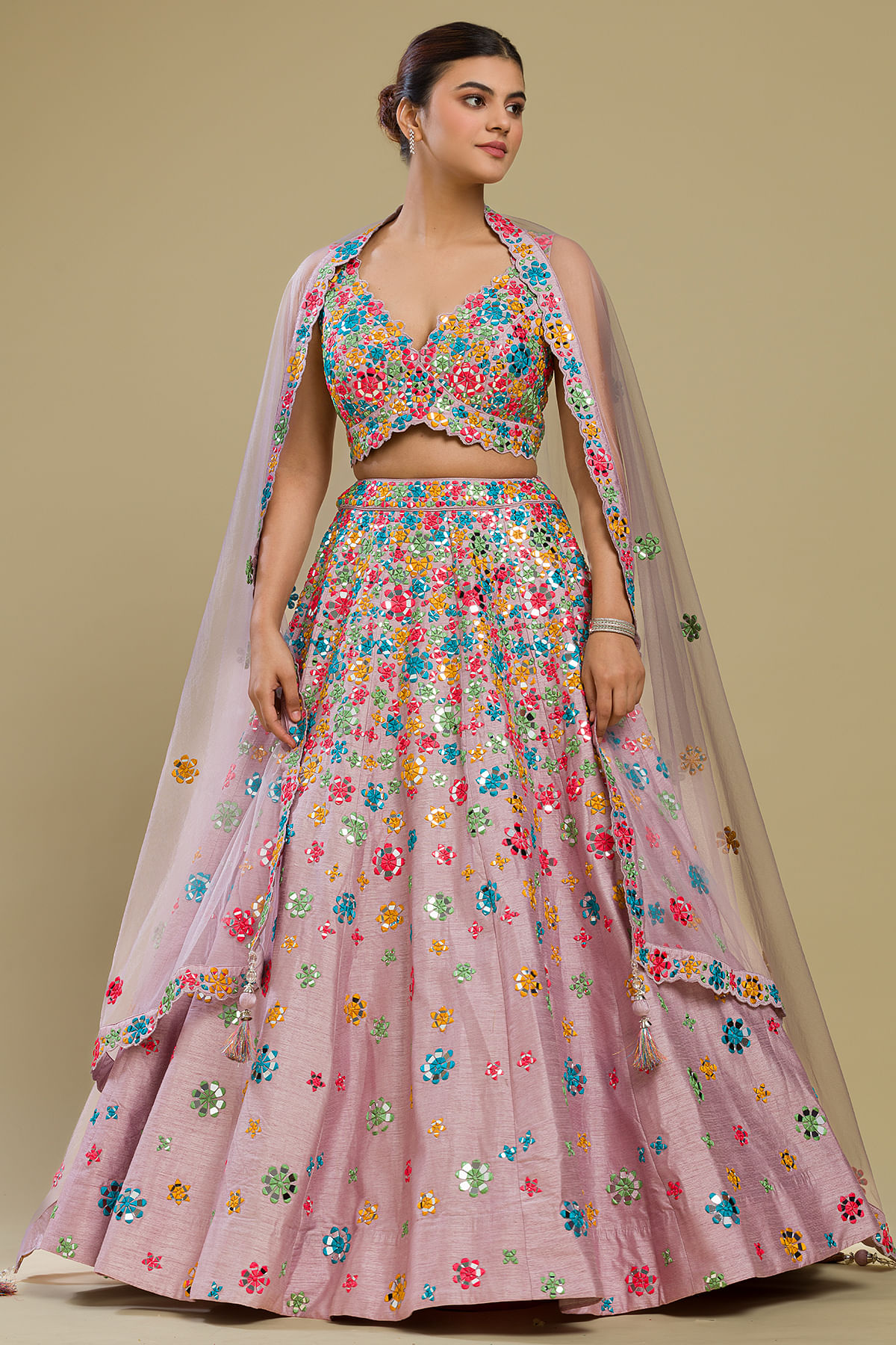 Masaba Multicolor Sorbet-Lehenga Set With Separate Can Can Skirt – Saris  and Things