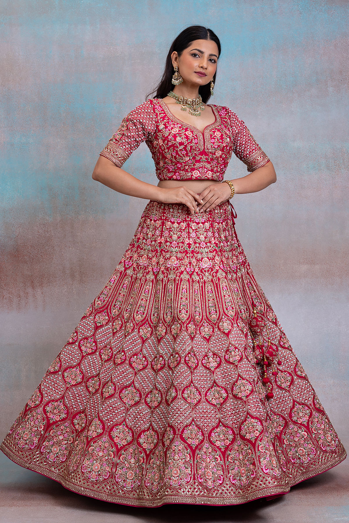 Get A Trending Bridesmaid Lehenga Choli at Zeel Clothing | Color: Red