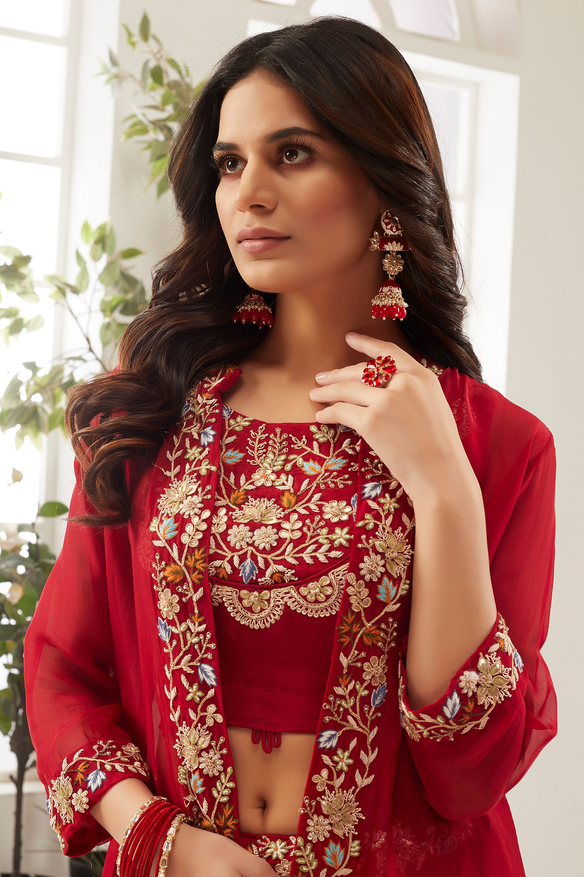 Red on sale embroidered jacket