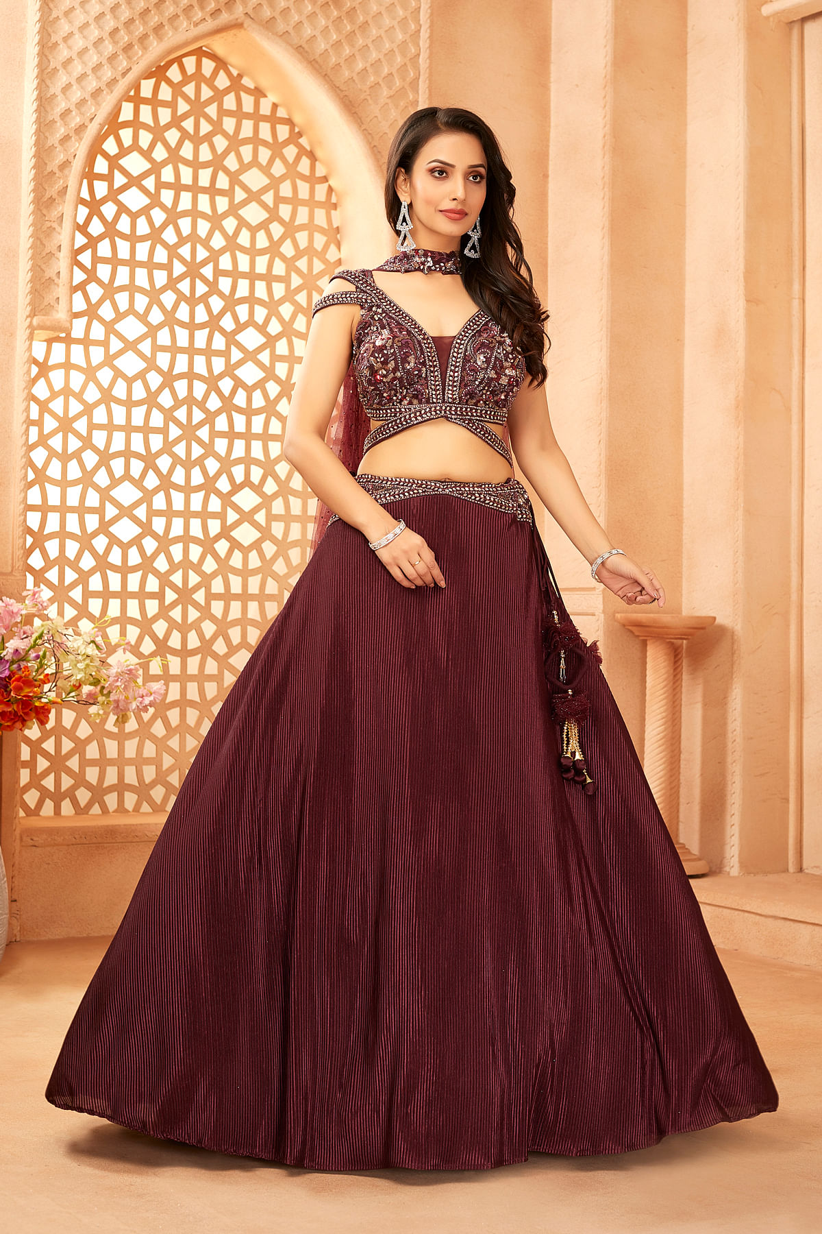 Buy Sangeet & Wedding Lehenga Choli - Embroidered Net Blue Lehenga –  Empress Clothing