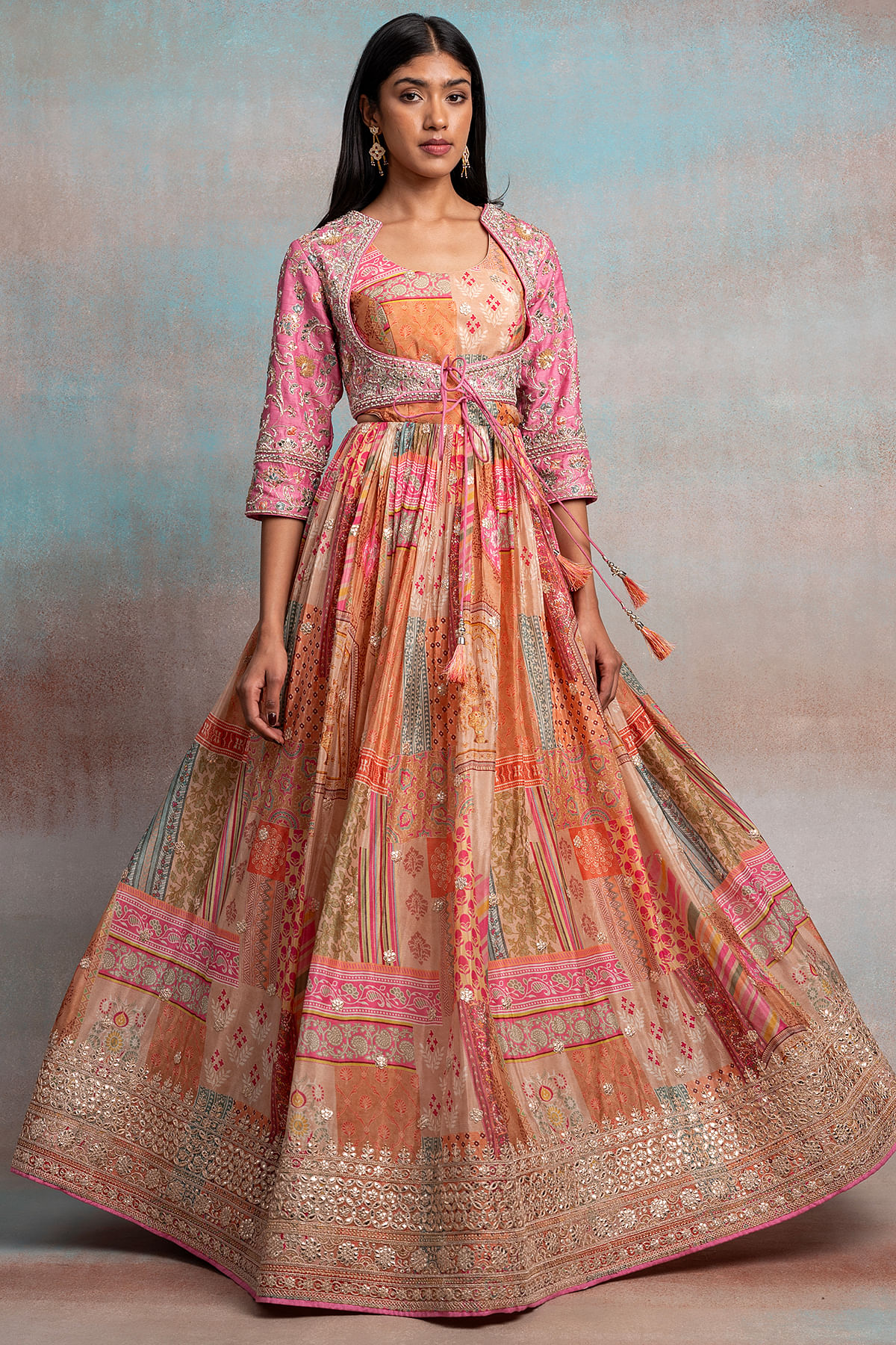 Shop Cream Pakistani Organza Silk Floral Print Anarkali Gown Online  Shopping for Girls & Women – HATKE BRIDE