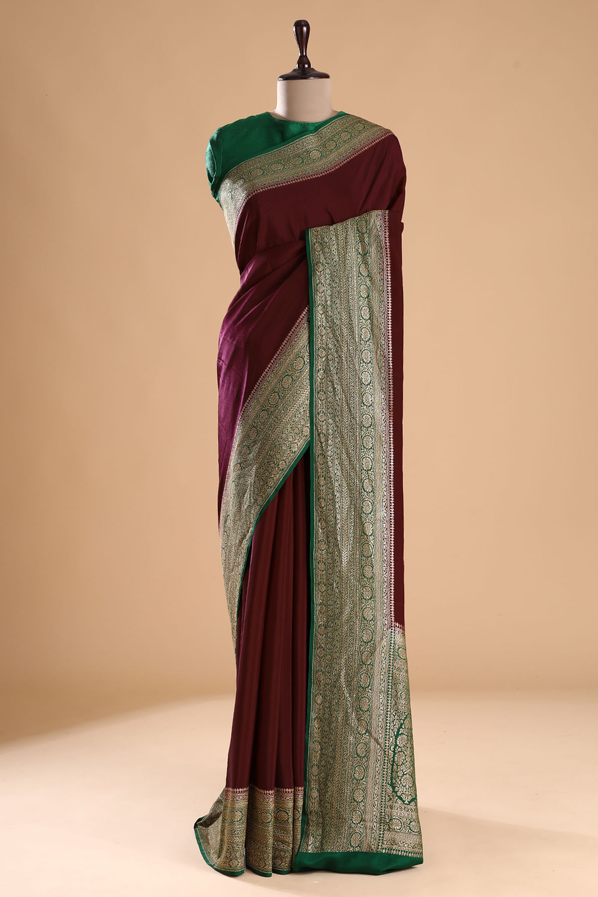 Buy Peach Italian Designer Crepe Saree Online At DVM – Devi Muthukumar