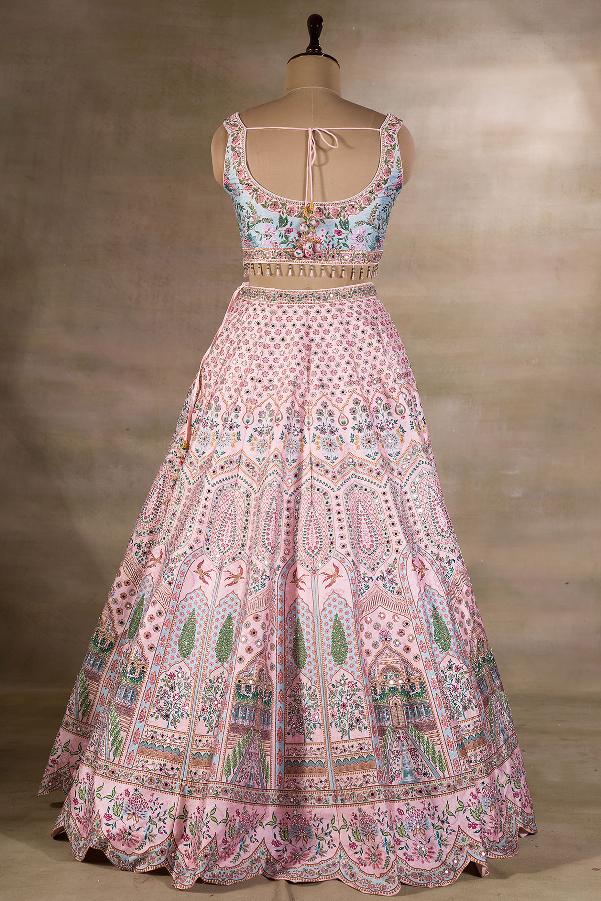 Buy Cream And Pink Floral Embroidered Designer Lehenga Choli In USA, UK,  Canada, Australia, Newzeland online