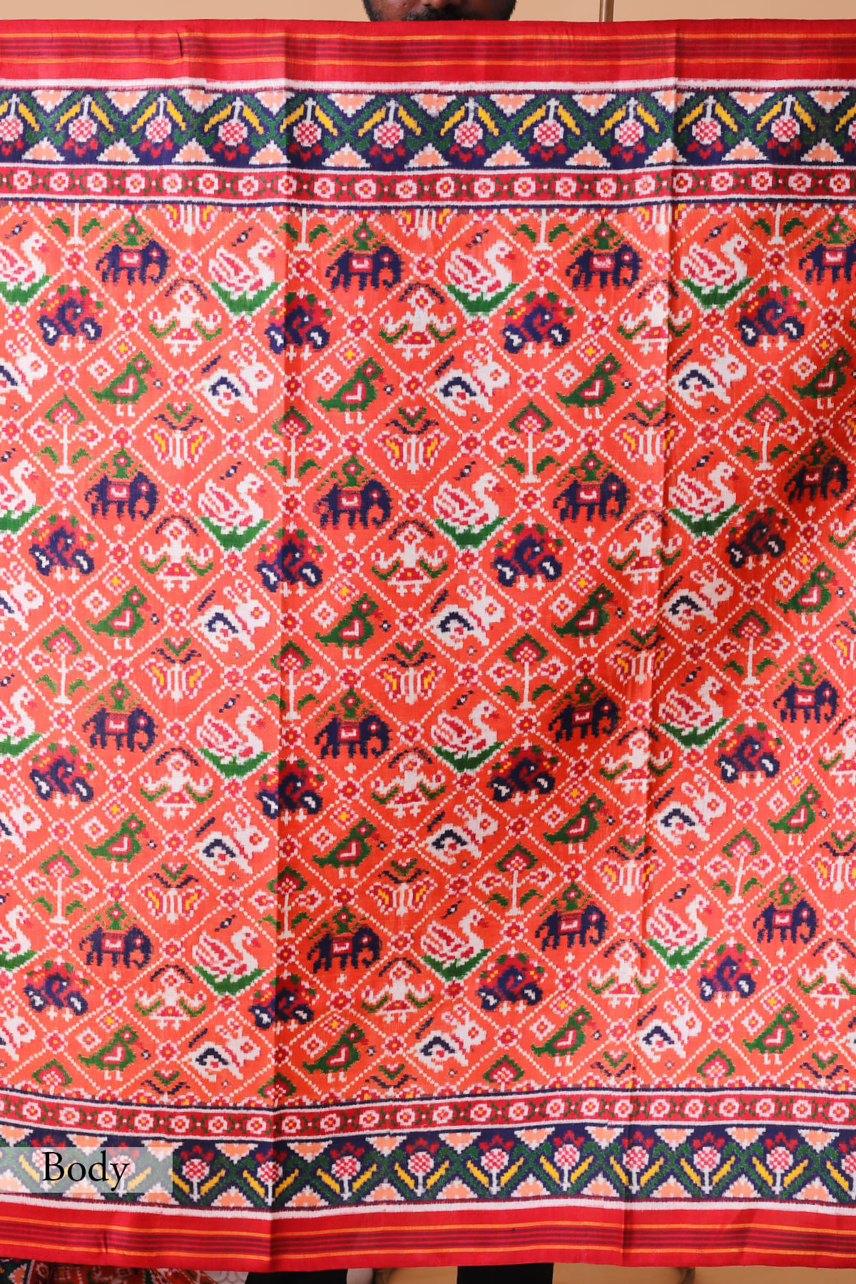 Orange Ikkat Patan Patola Silk Saree