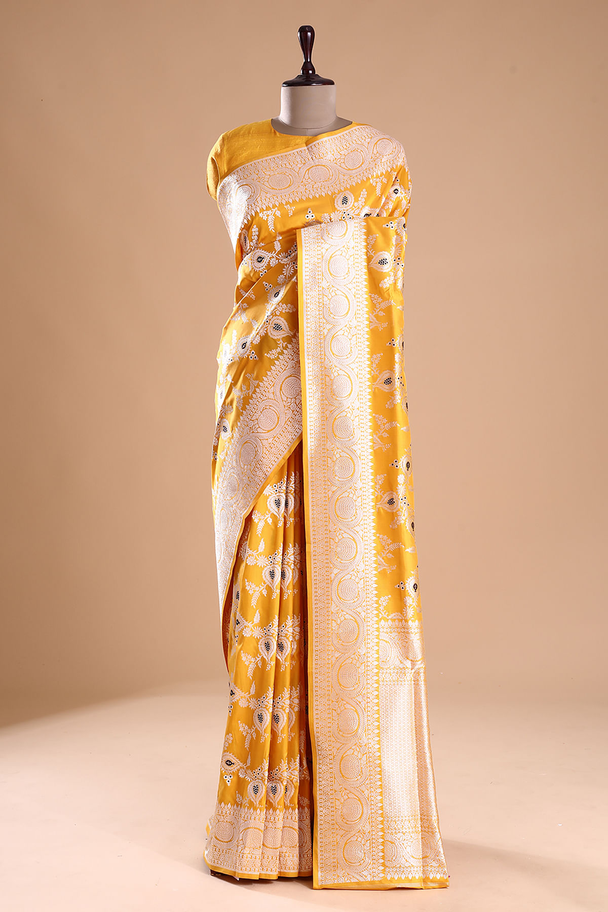 Golden Grain Yellow Zari Woven Banarasi Silk Saree
