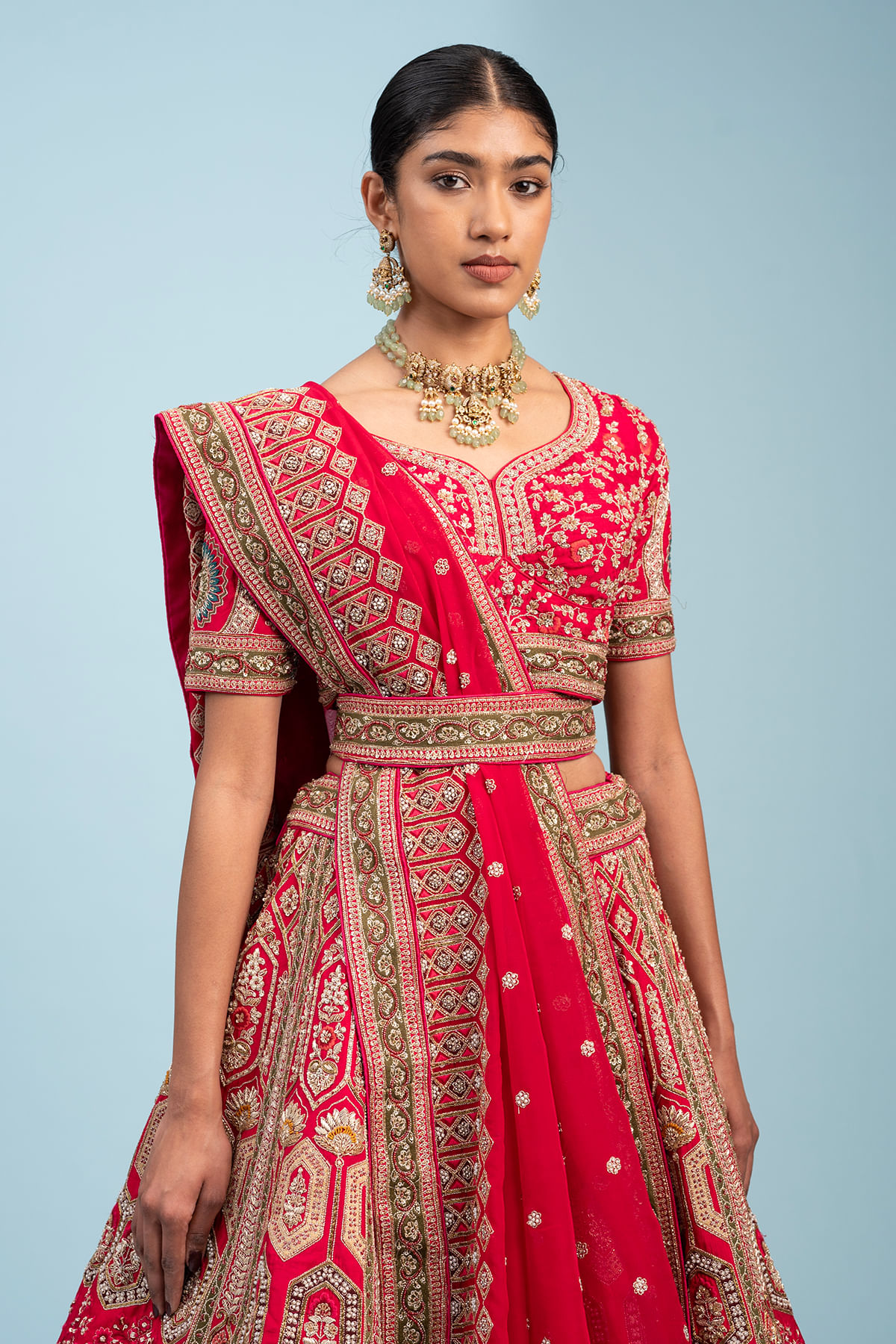 Red Bridal Lehenga With Dupatta