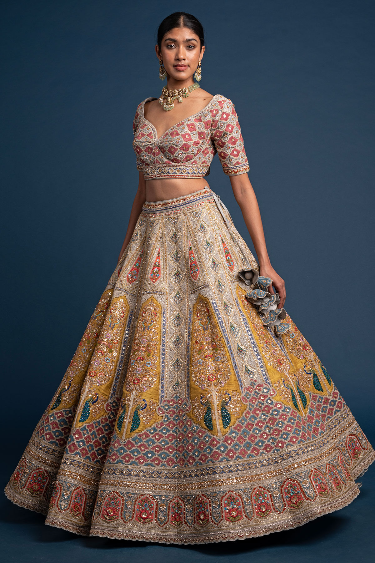 Grey Beige Exclusive Bridal Lehenga
