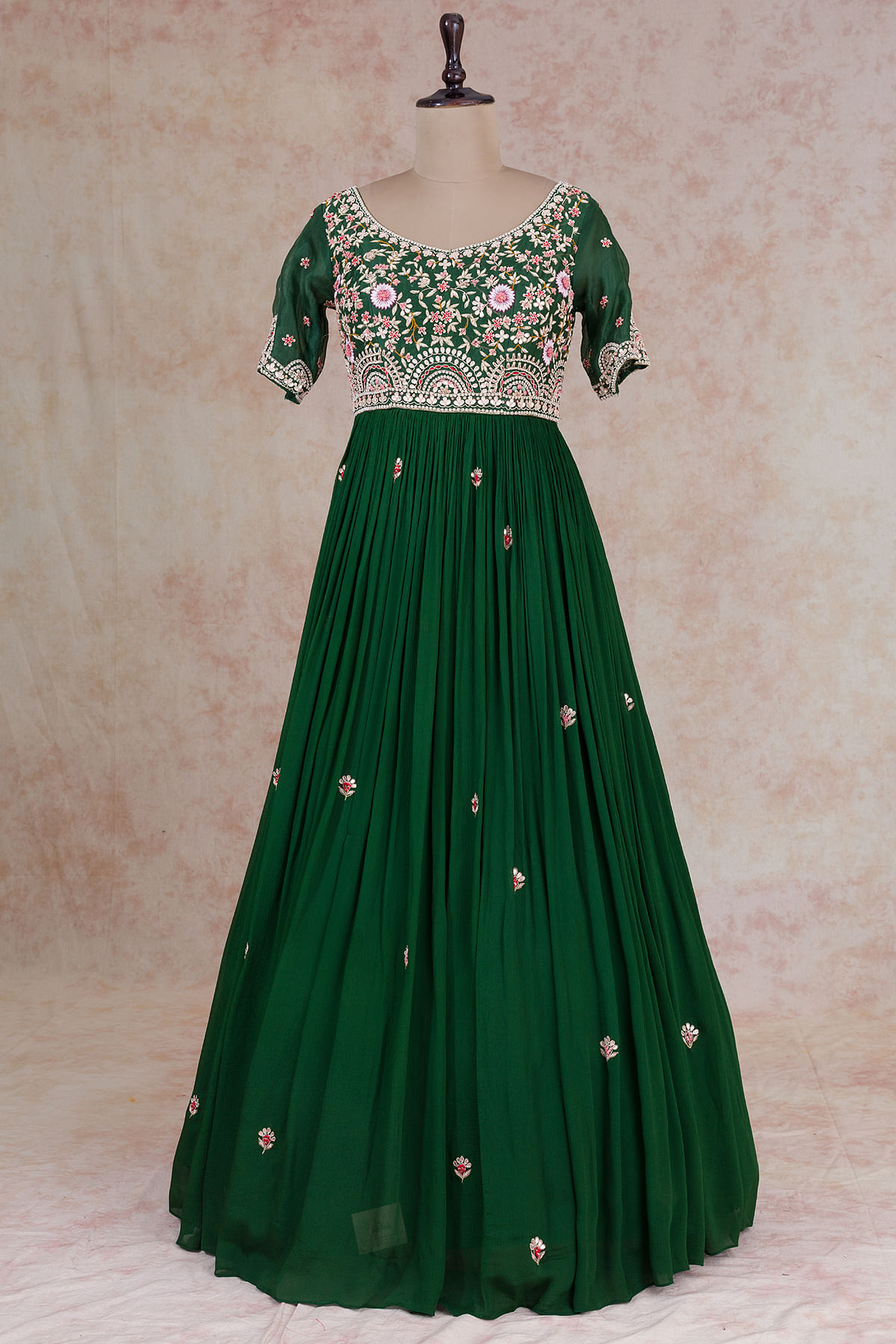 Trending Fashion Resham Work Embroidered Bangalori Silk Forest