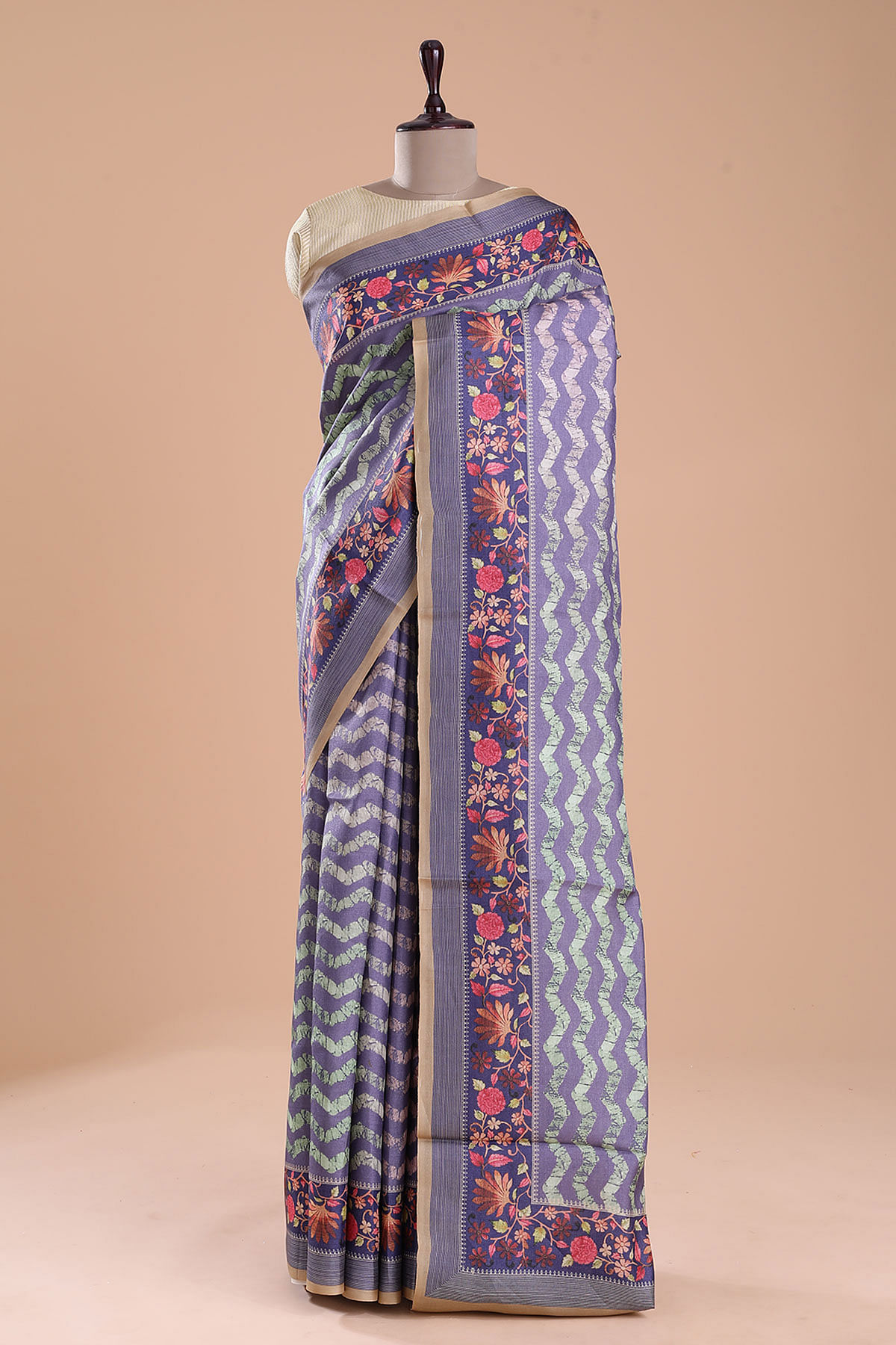 Buy Beige Vidarbha Tussar Silk Handwoven Floral Kalamkari Saree For Women  by Paaprika Online at Aza Fashions.