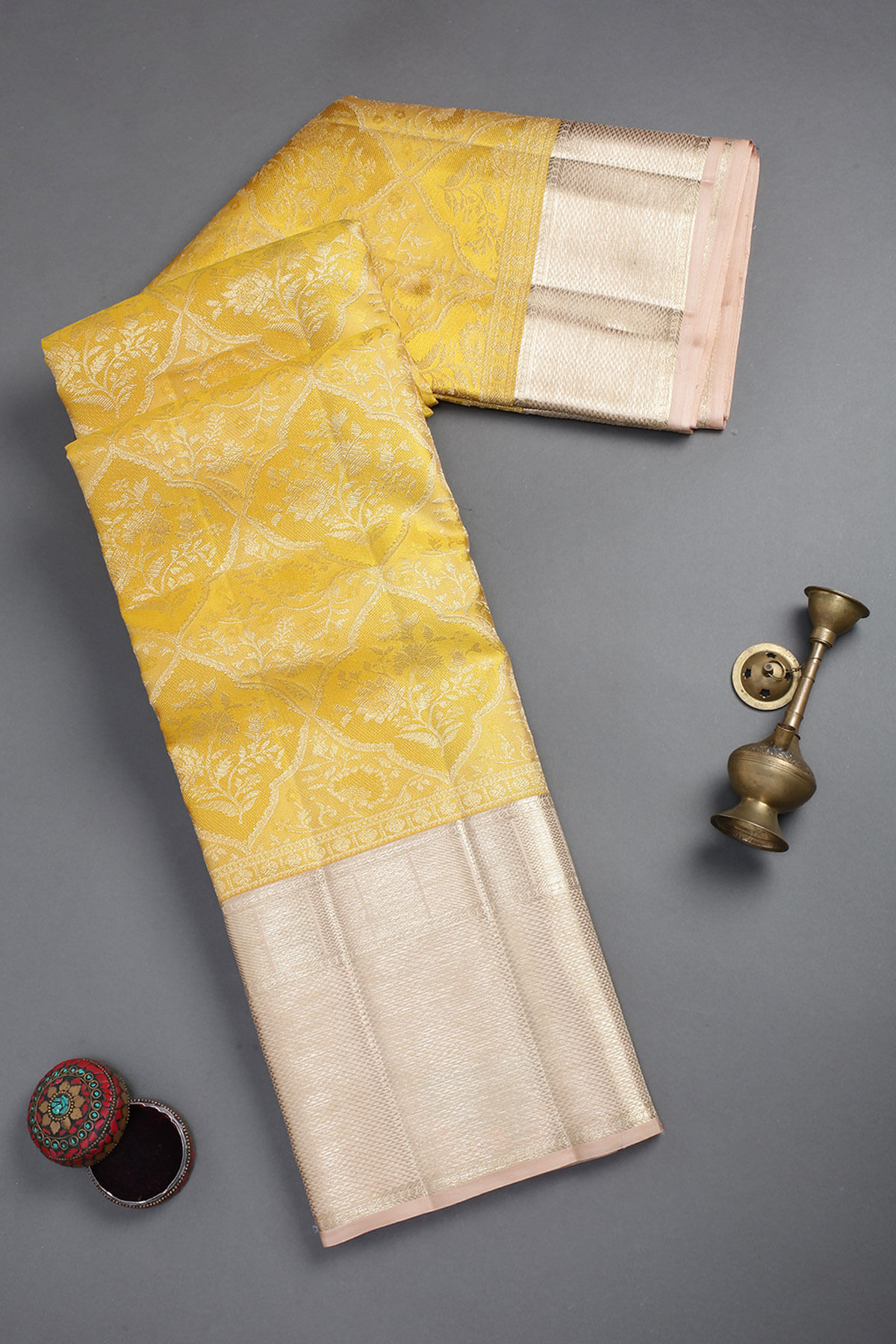 Yellow Kanchipuram Silk Saree