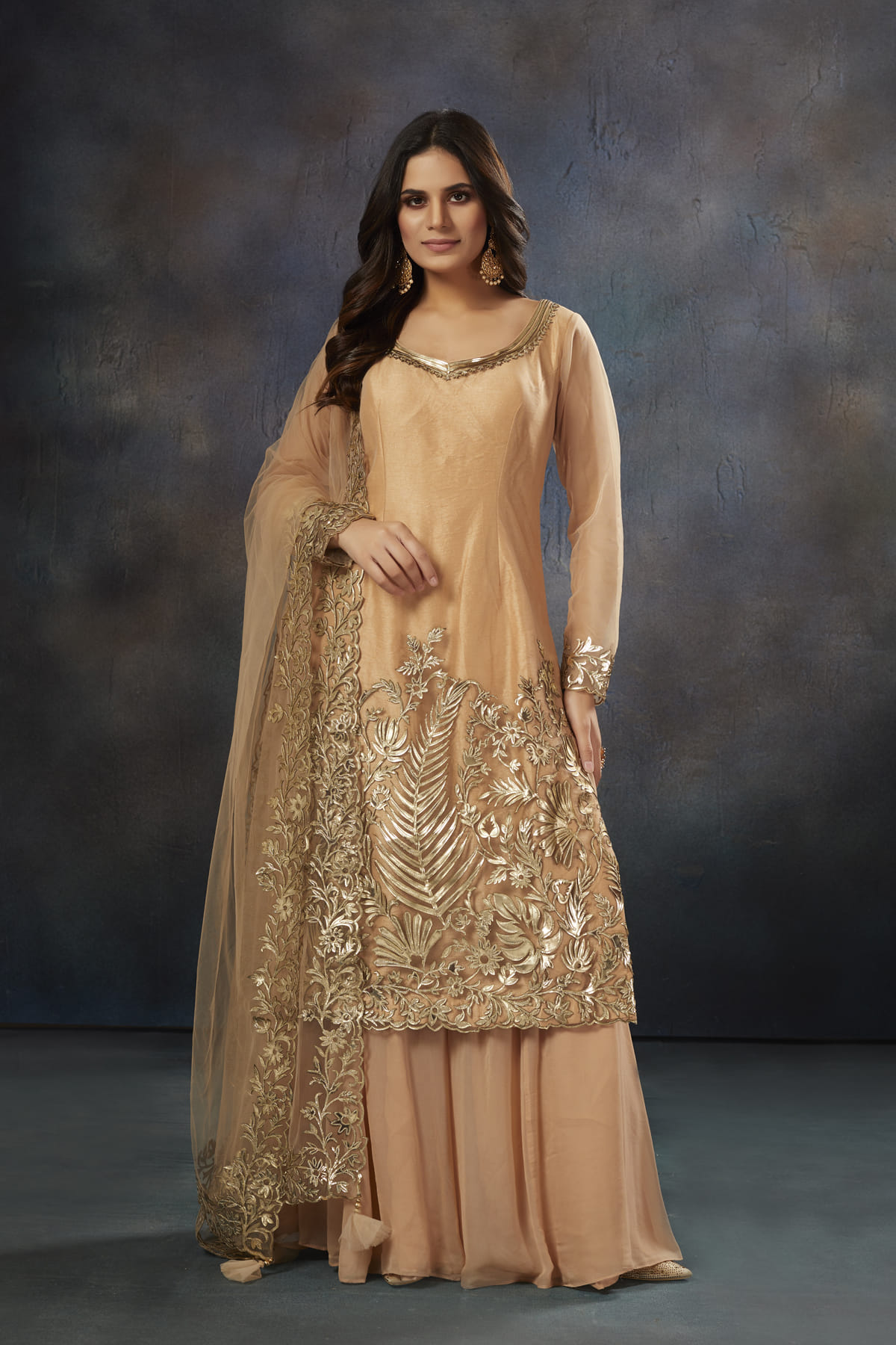 Yellow Art Silk Embroidered Designer Plazzo Suit