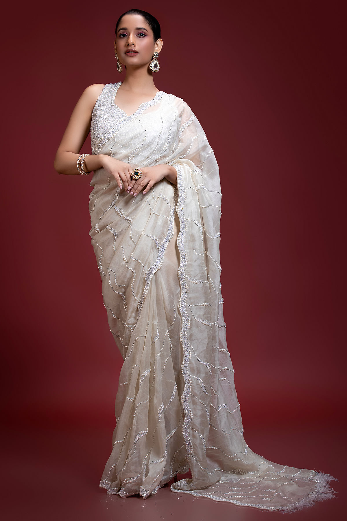 Pearl work saree hotsell